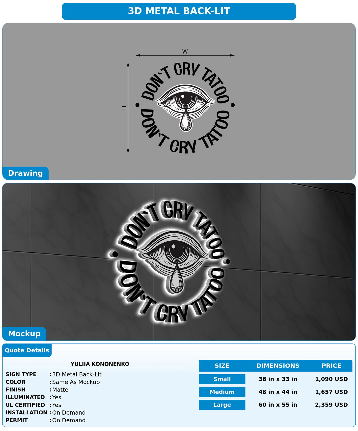 CUSTOM MOCKUP SIGN FOR Yuliia Kononenko