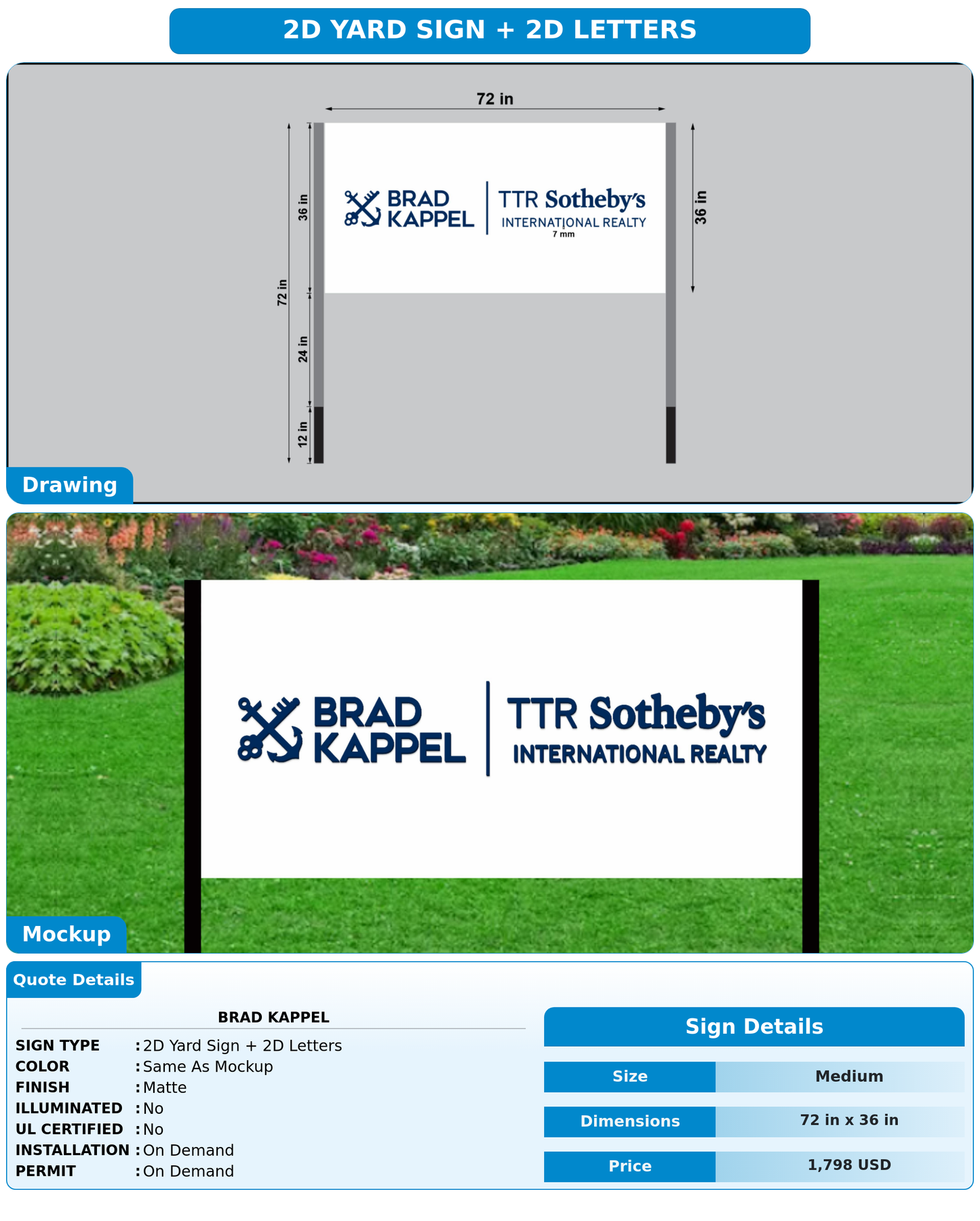 CUSTOM MOCKUP SIGN FOR Brad Kappel