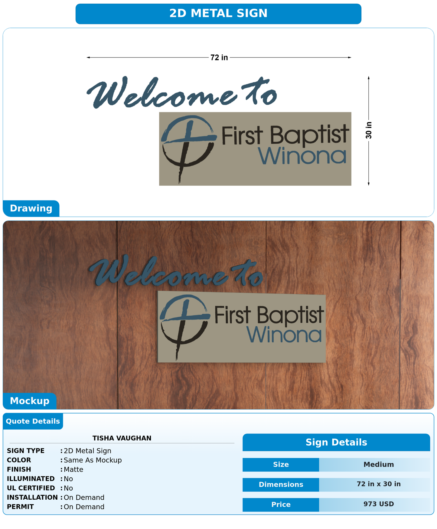 CUSTOM MOCKUP SIGN FOR Tisha Vaughan