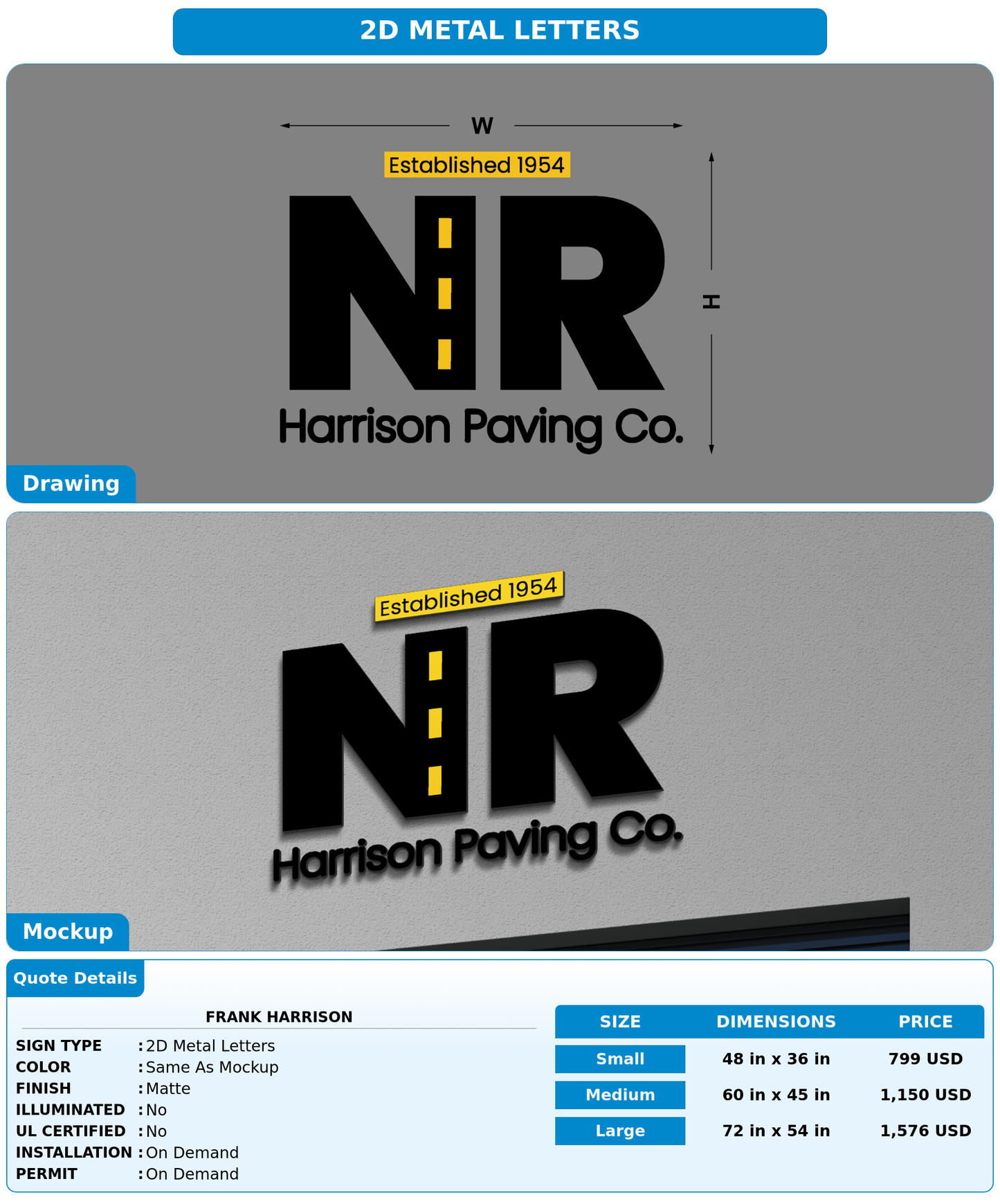 CUSTOM MOCKUP SIGN FOR Frank Harrison