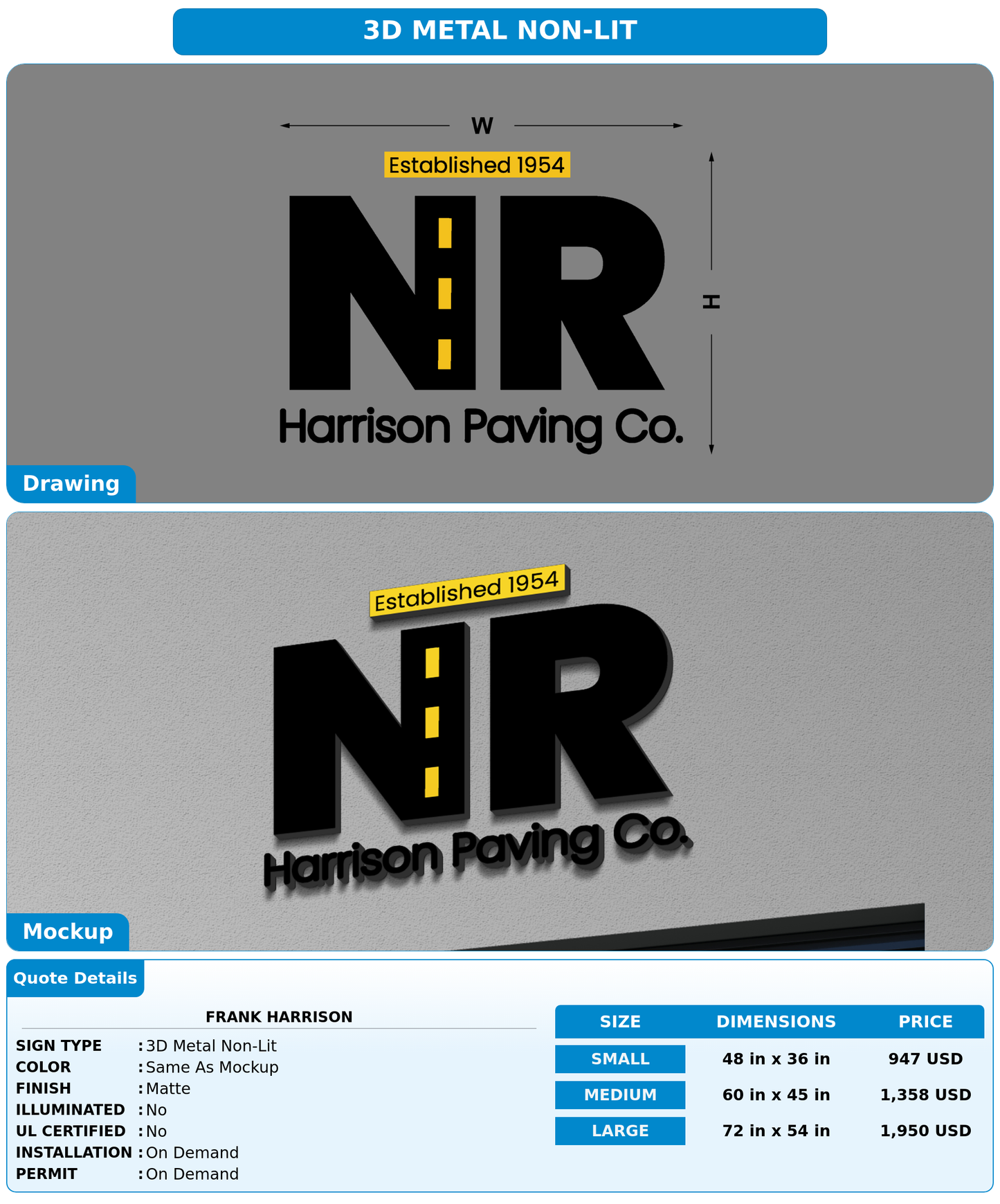CUSTOM MOCKUP SIGN FOR Frank Harrison