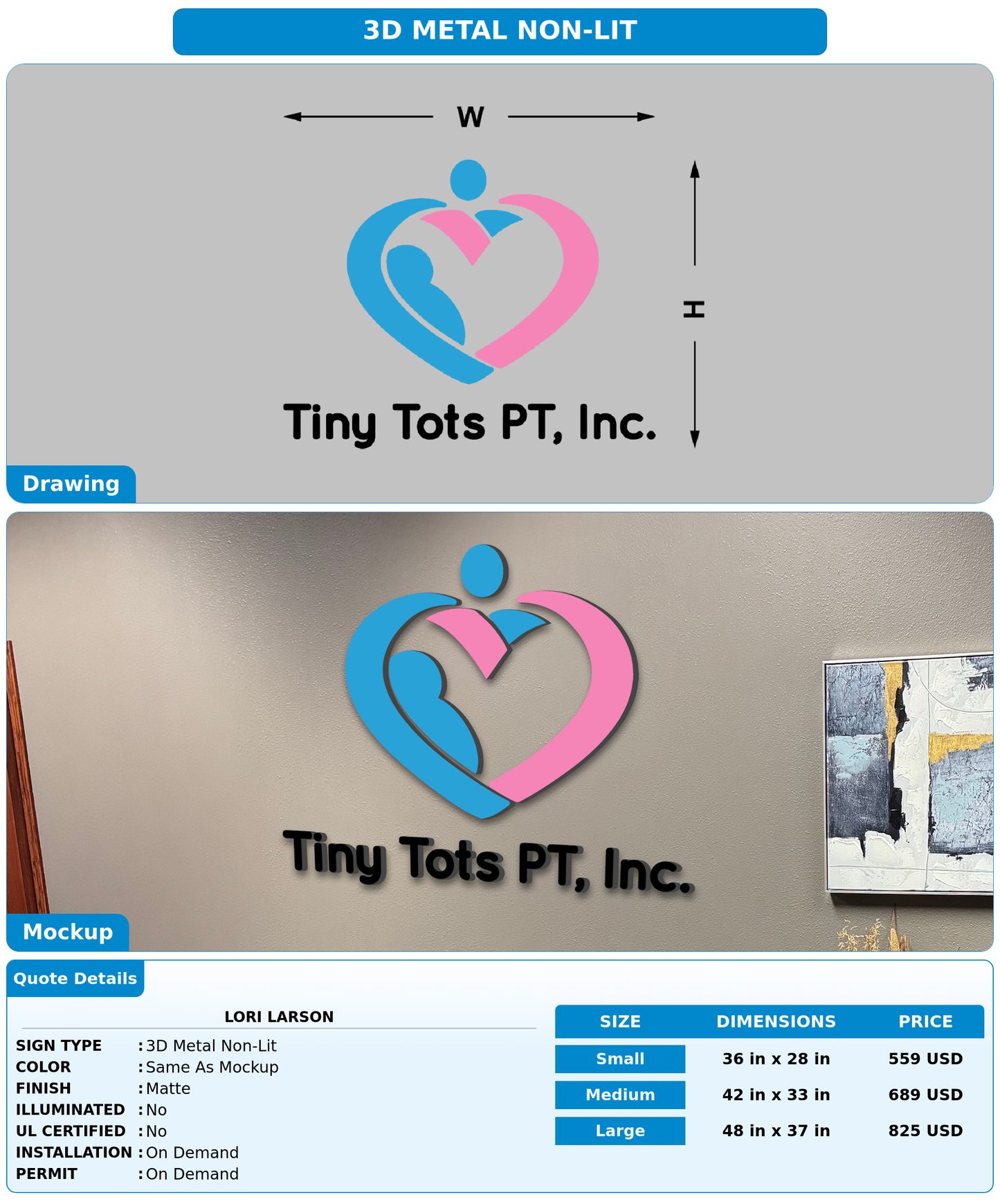 CUSTOM MOCKUP SIGN FOR Lori Larson