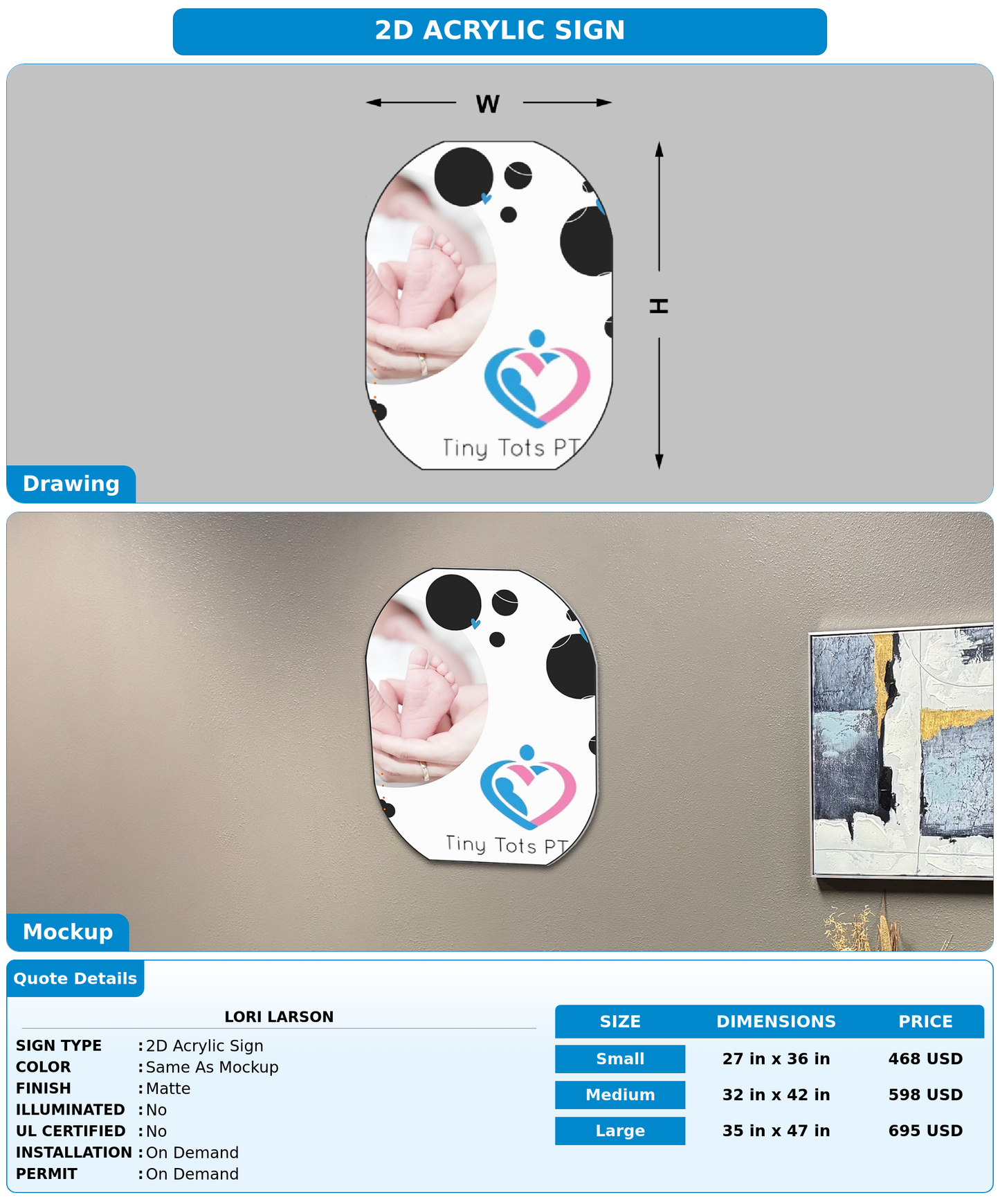 CUSTOM MOCKUP SIGN FOR Lori Larson
