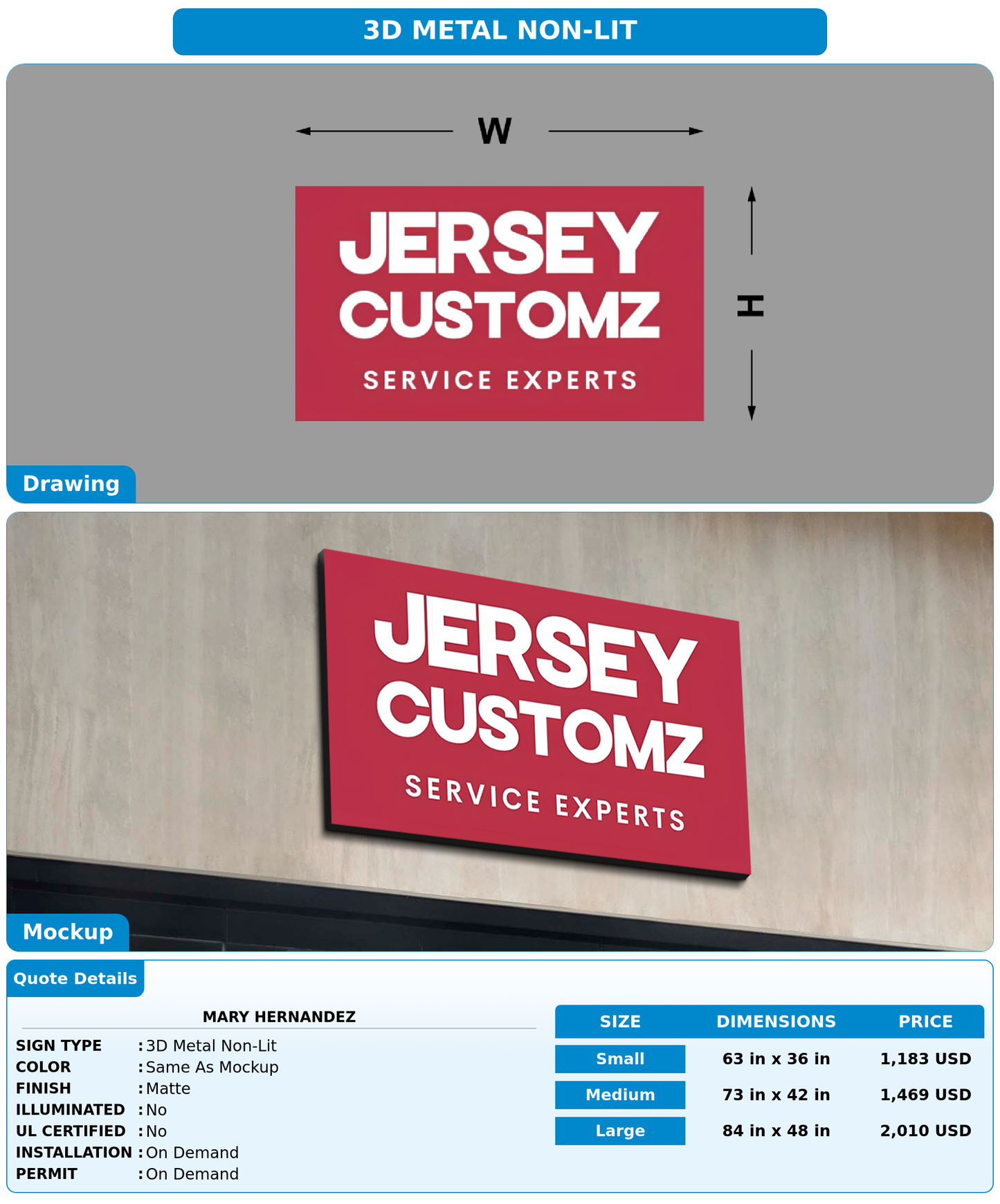 CUSTOM MOCKUP SIGN FOR Mary hernandez