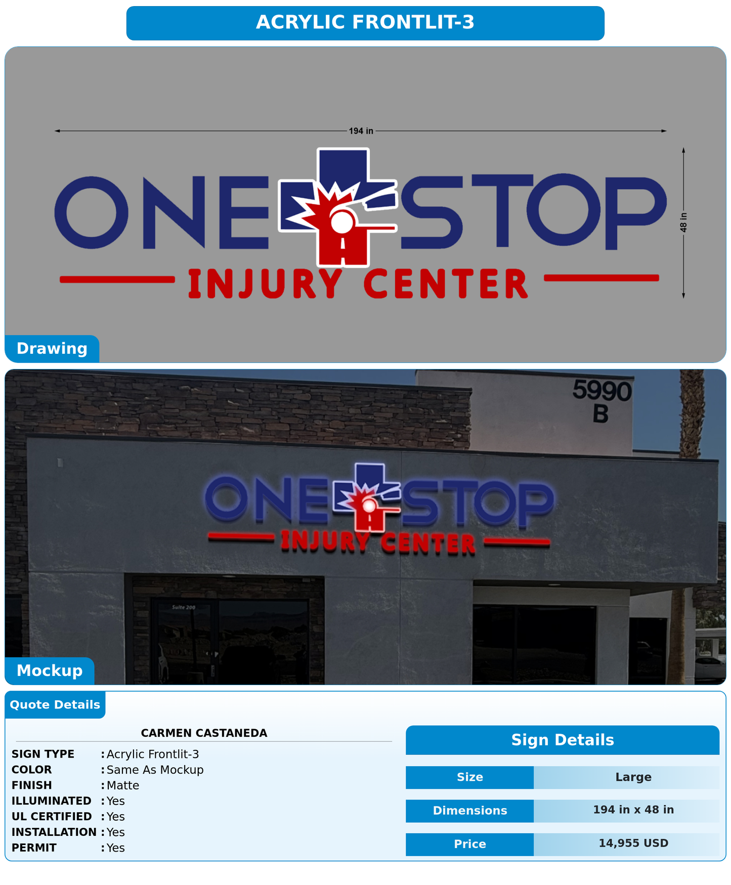 CUSTOM MOCKUP SIGN FOR Carmen Castaneda