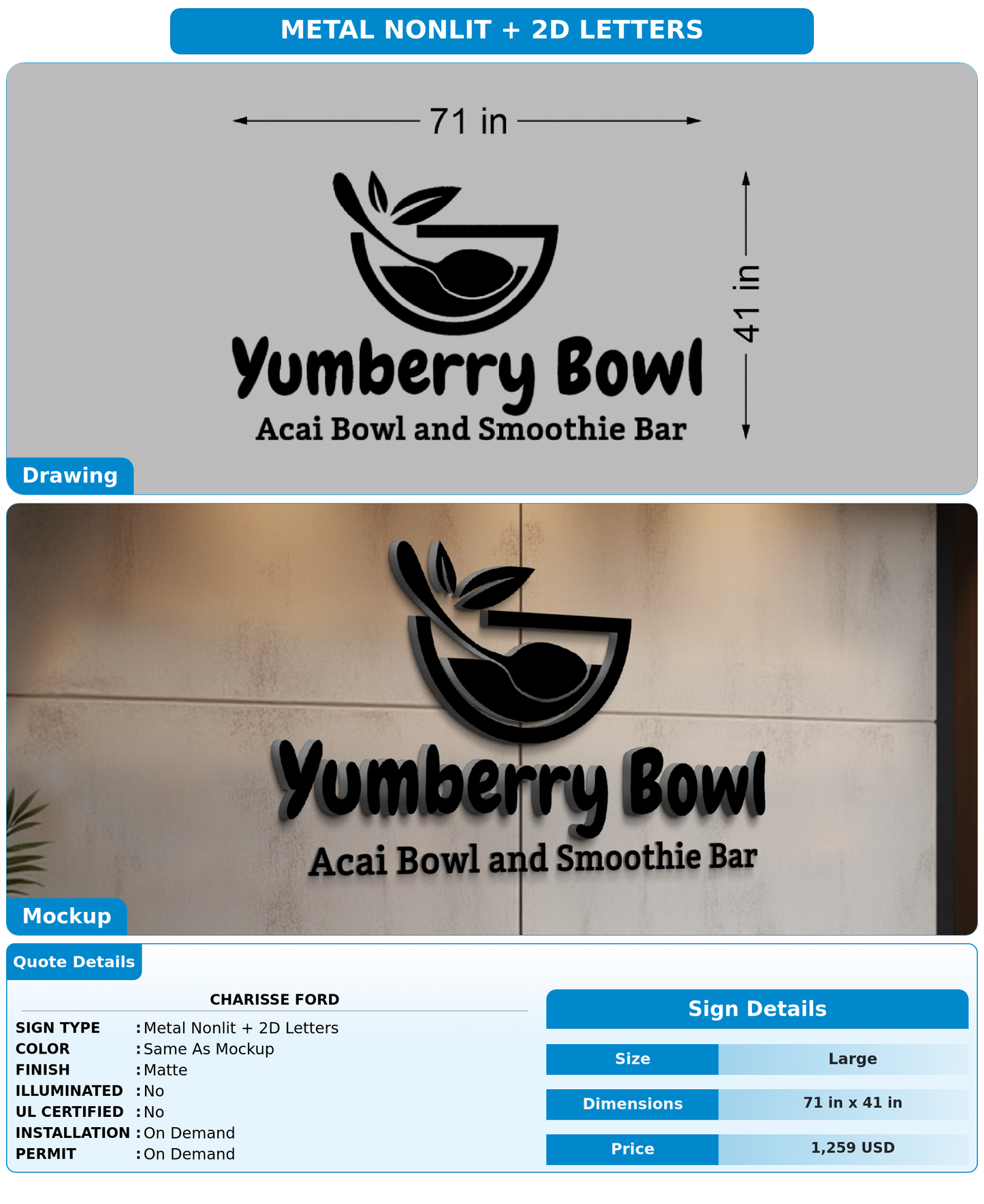 CUSTOM MOCKUP SIGN FOR Charisse Ford