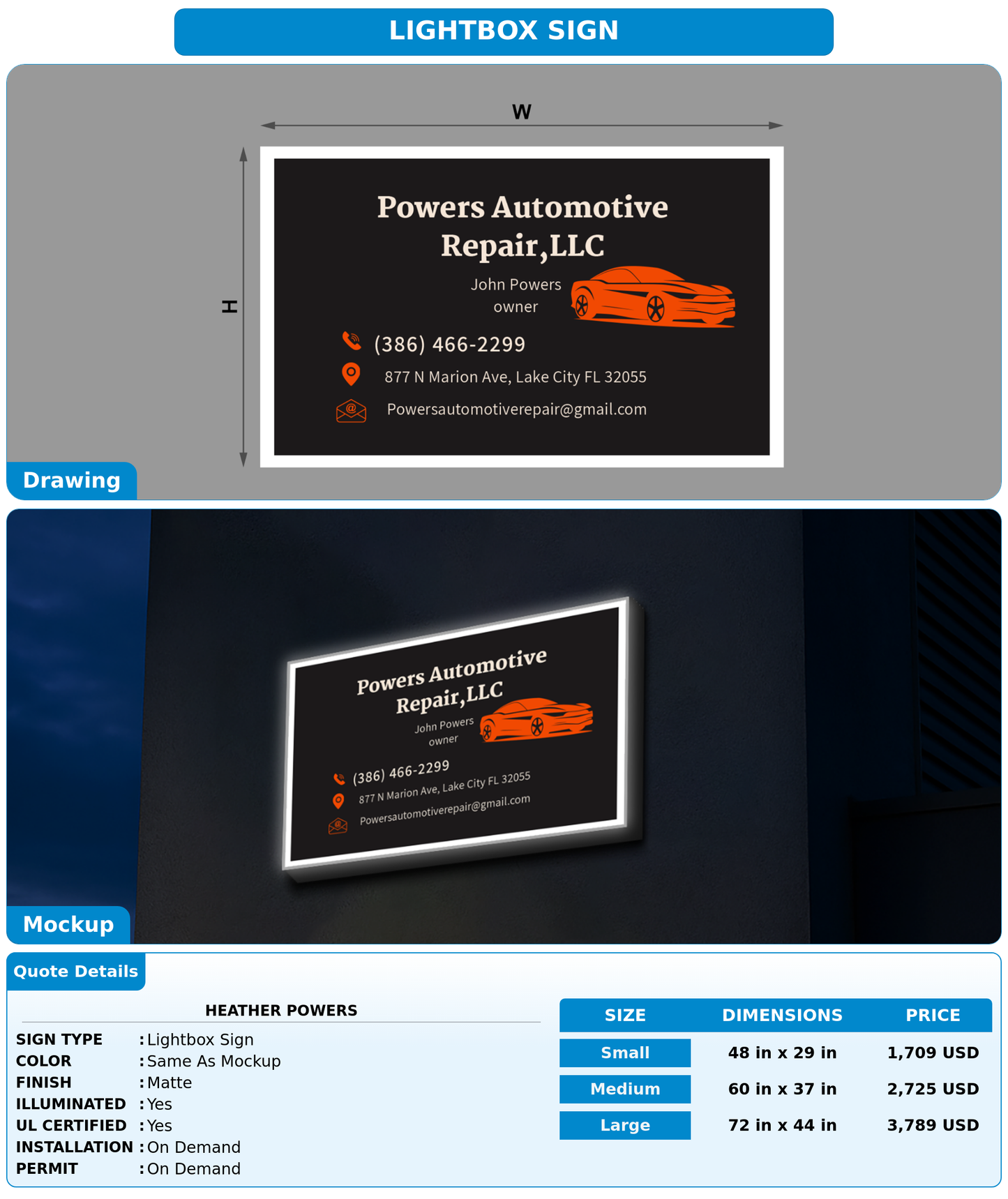 CUSTOM MOCKUP SIGN FOR Heather Powers