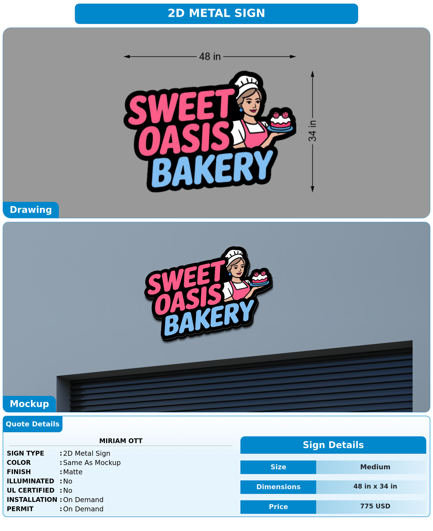 CUSTOM MOCKUP SIGN FOR Miriam  Ott