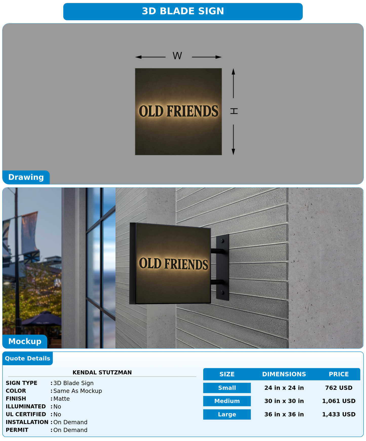 CUSTOM MOCKUP SIGN FOR Kendal Stutzman