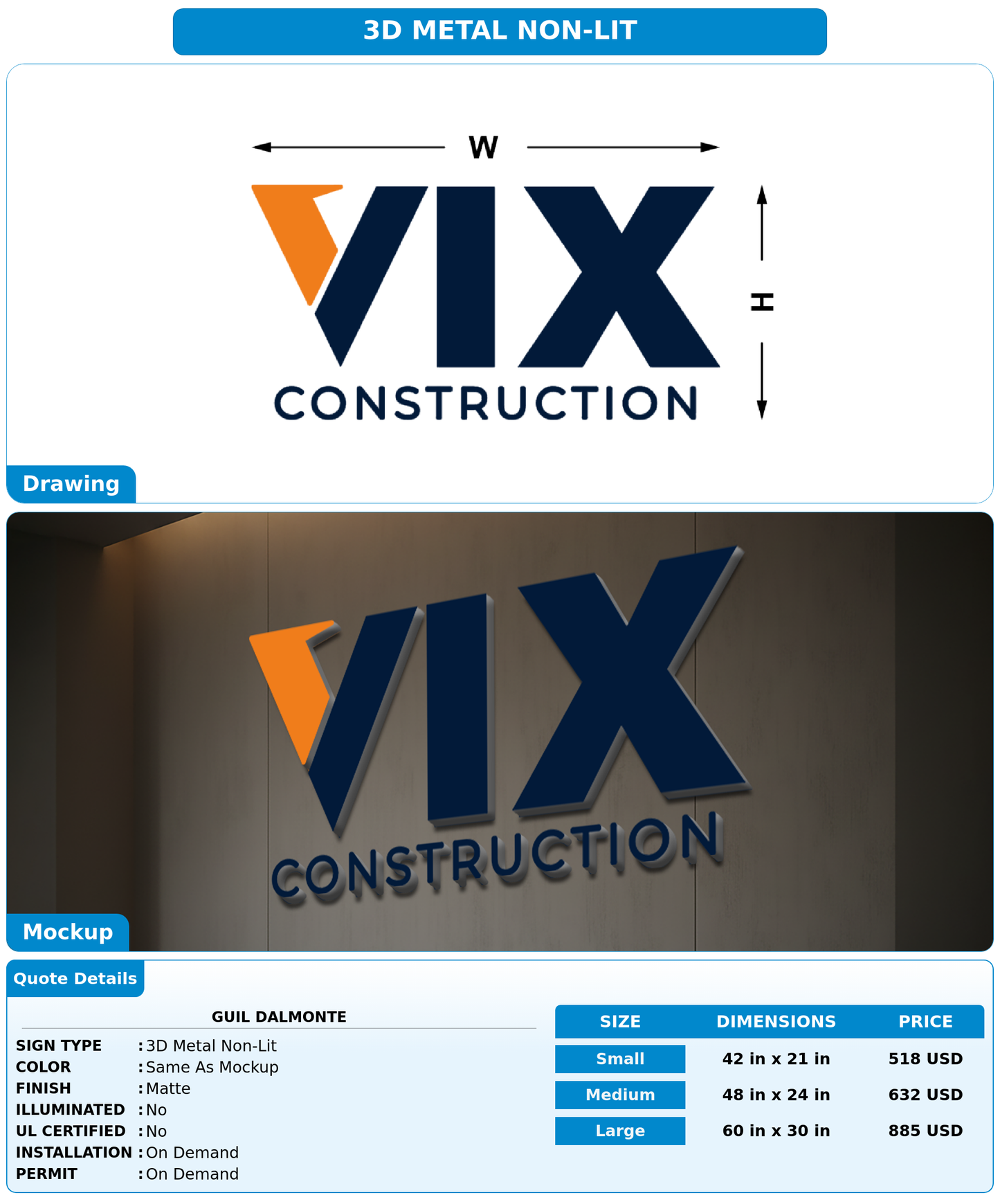 CUSTOM MOCKUP SIGN FOR Guil Dalmonte