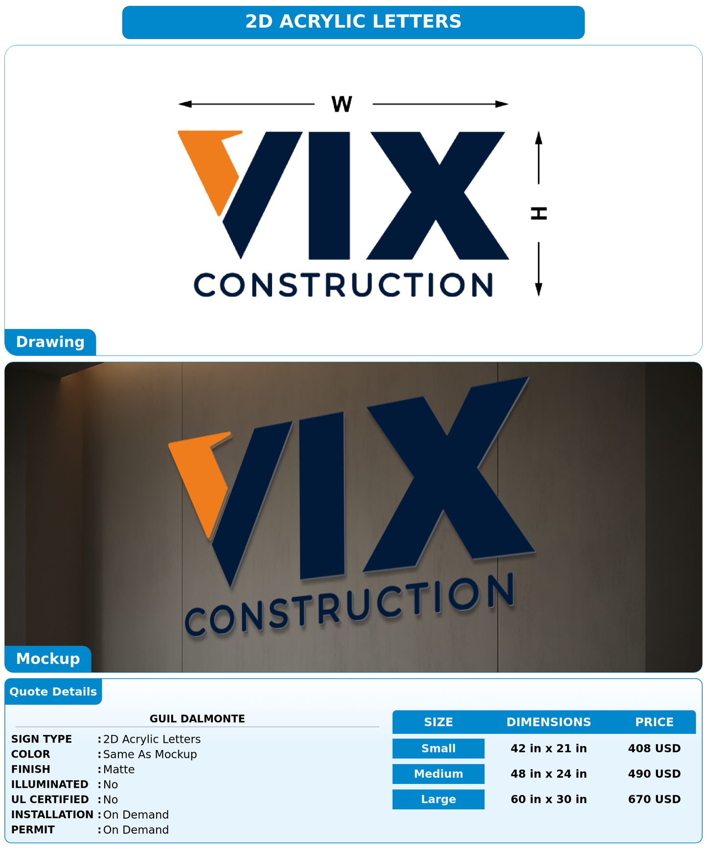 CUSTOM MOCKUP SIGN FOR Guil Dalmonte