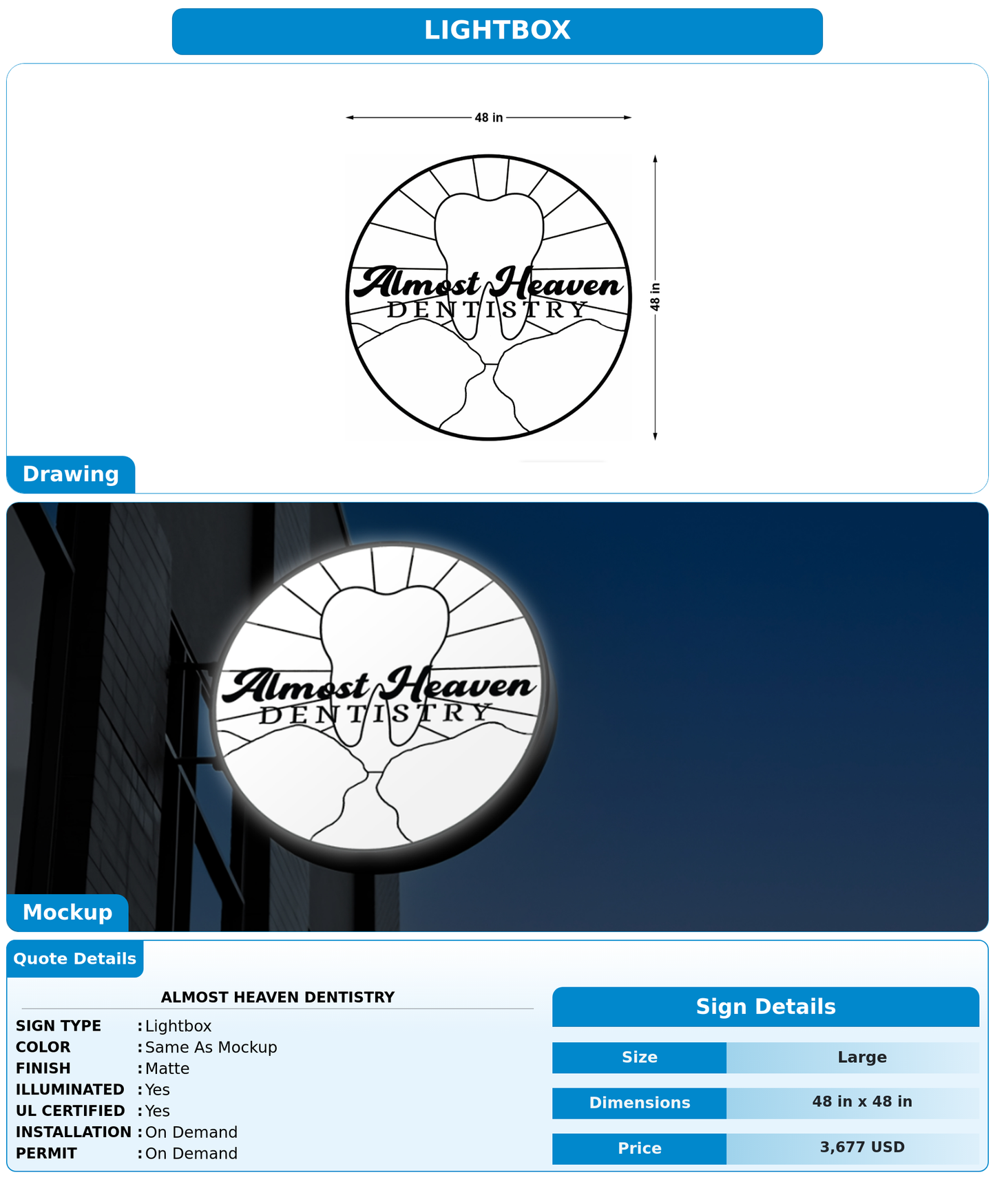 CUSTOM MOCKUP SIGN FOR Almost heaven dentistry