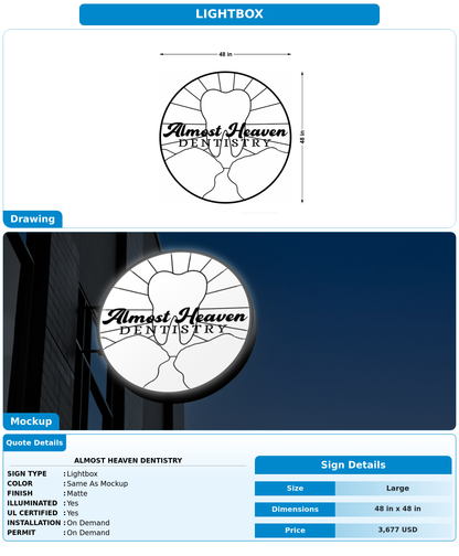 CUSTOM MOCKUP SIGN FOR Almost heaven dentistry