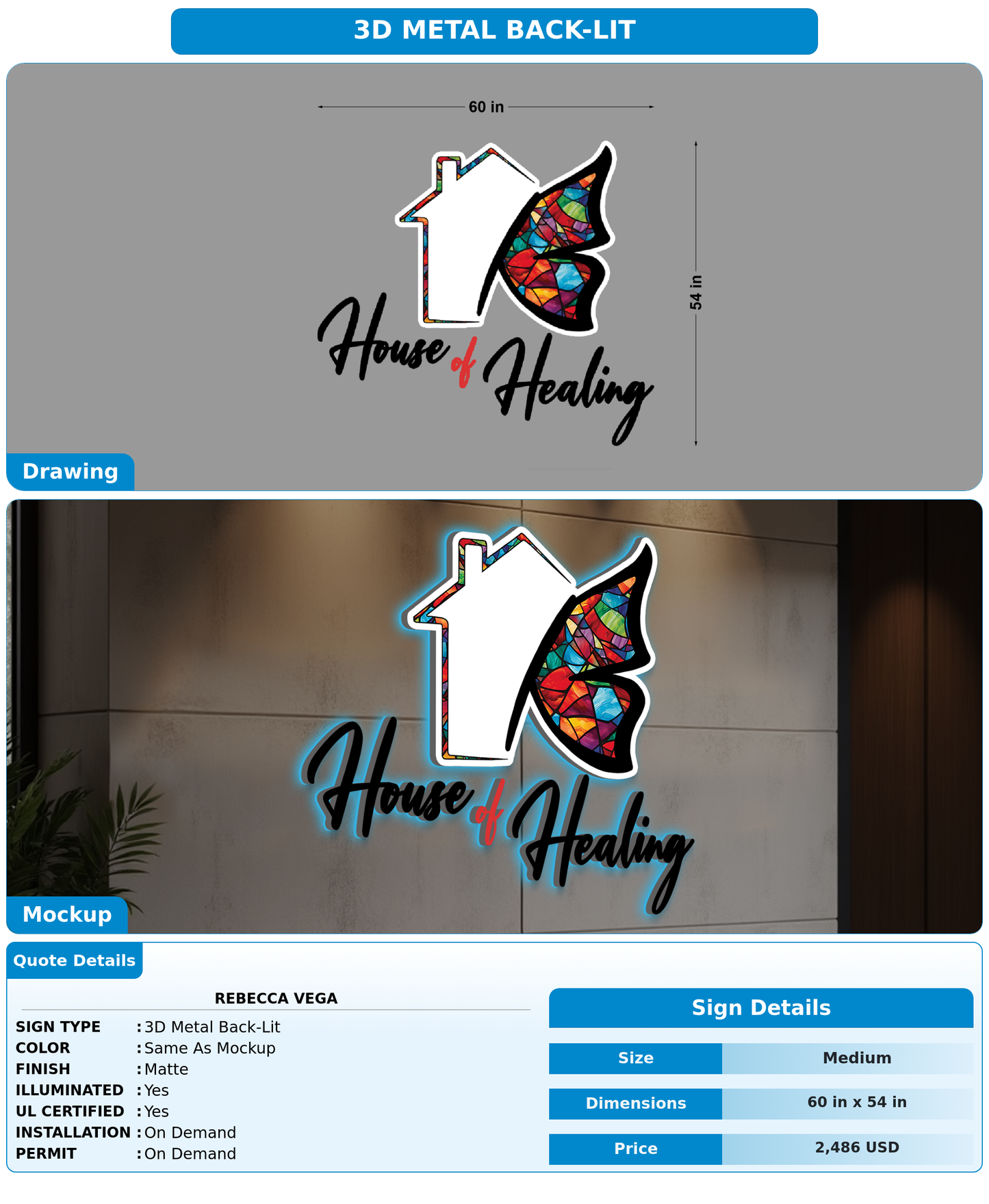 CUSTOM MOCKUP SIGN FOR Rebecca Vega