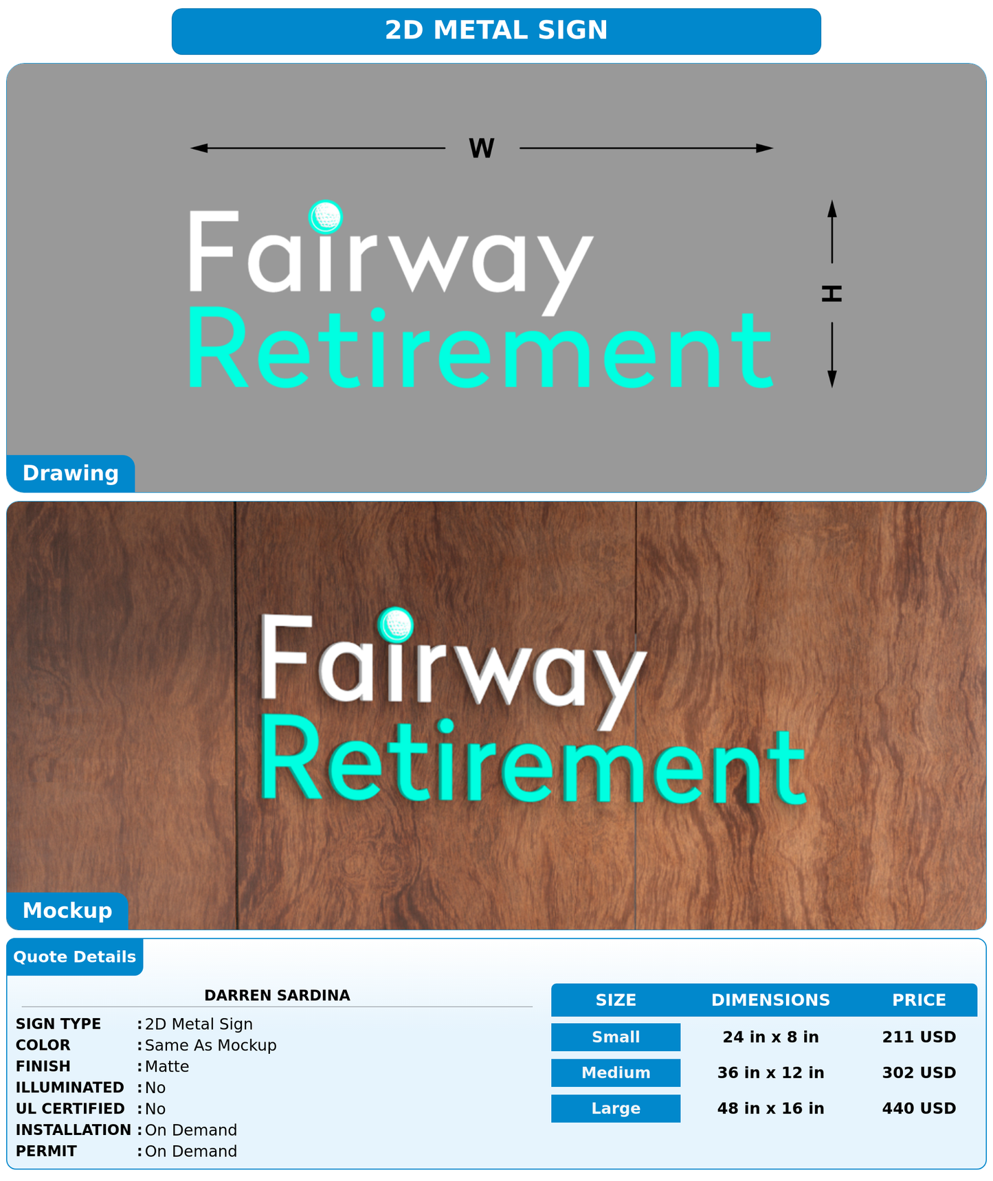 CUSTOM MOCKUP SIGN FOR Darren Sardina