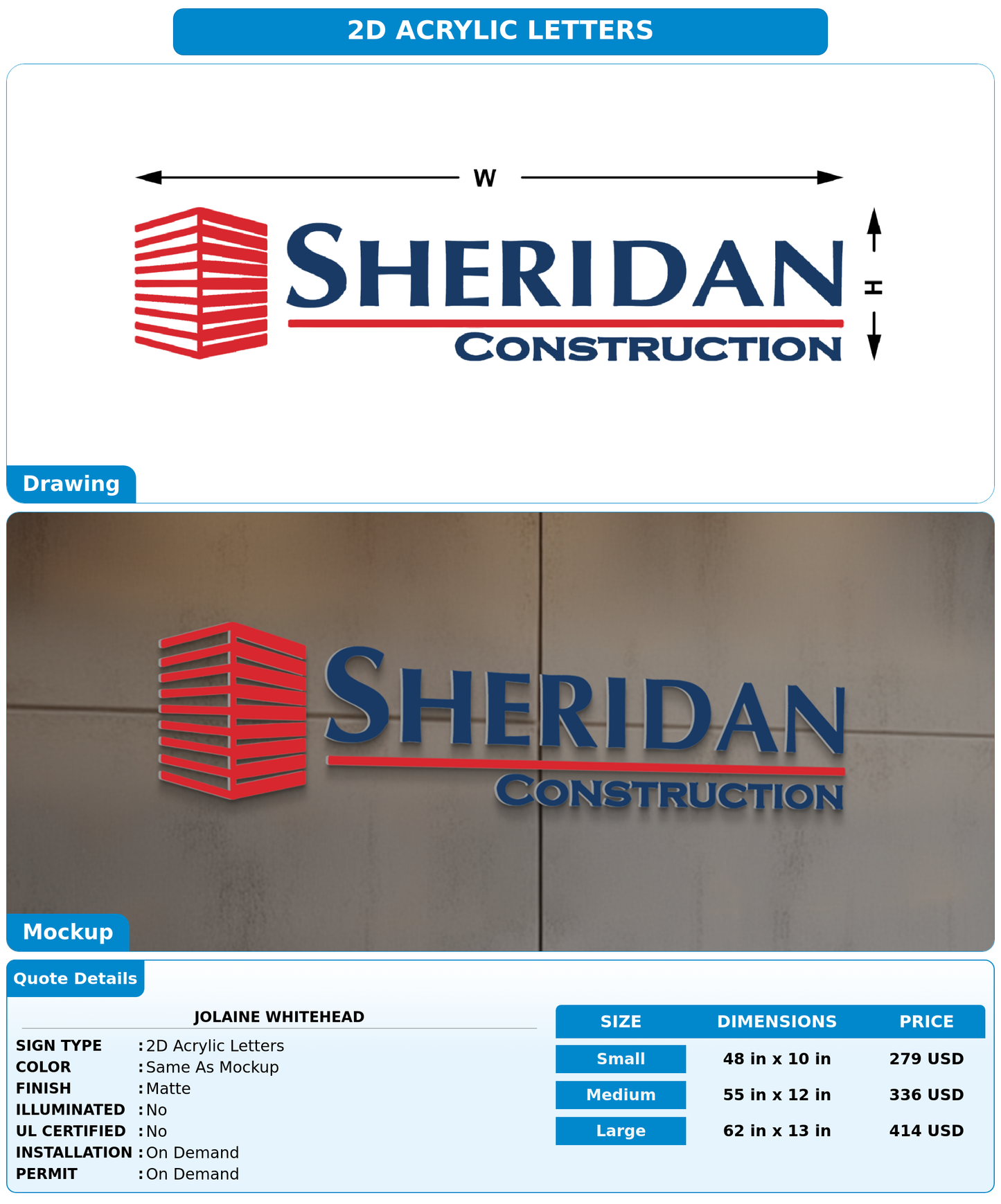 CUSTOM MOCKUP SIGN FOR Jolaine Whitehead