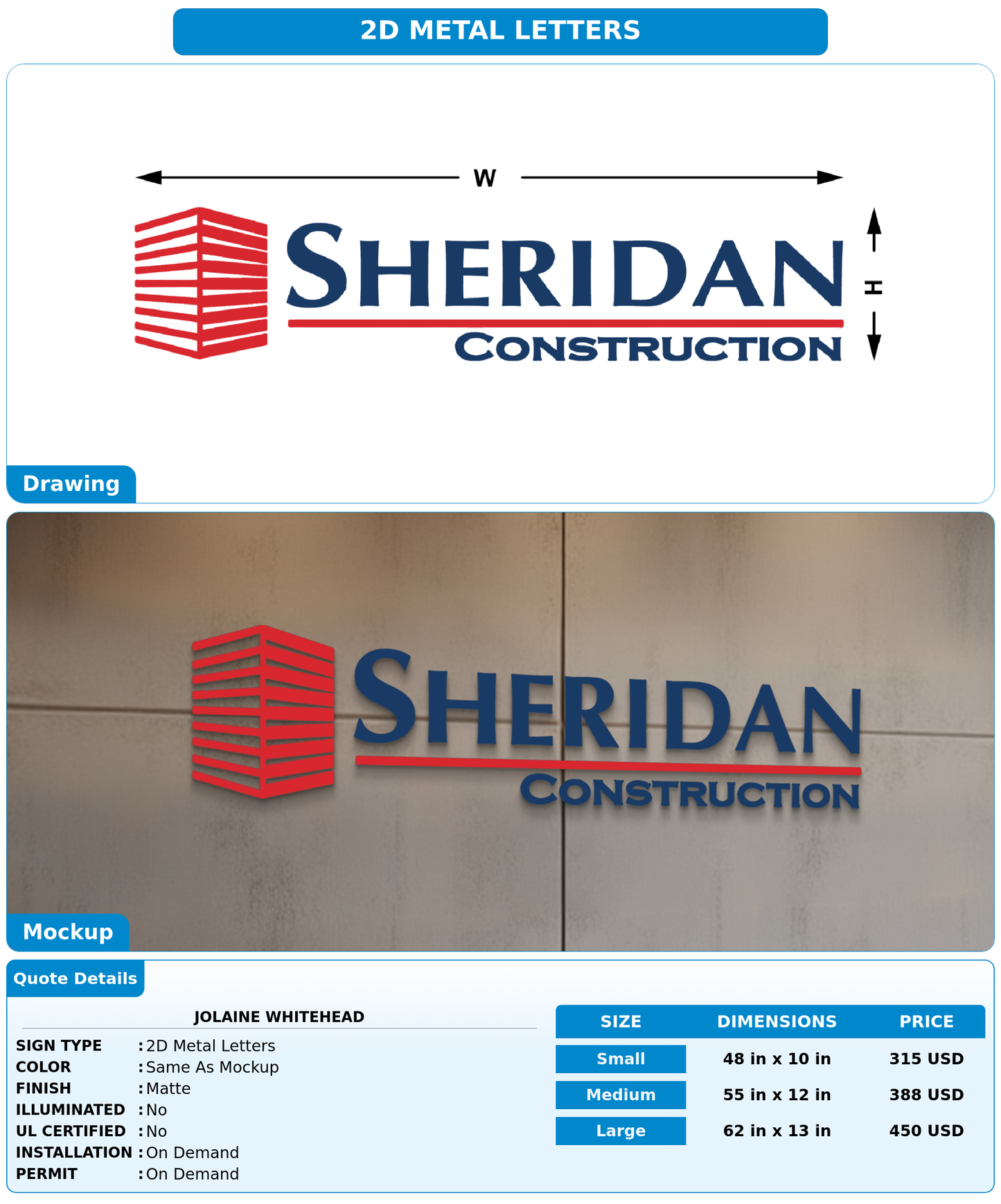 CUSTOM MOCKUP SIGN FOR Jolaine Whitehead