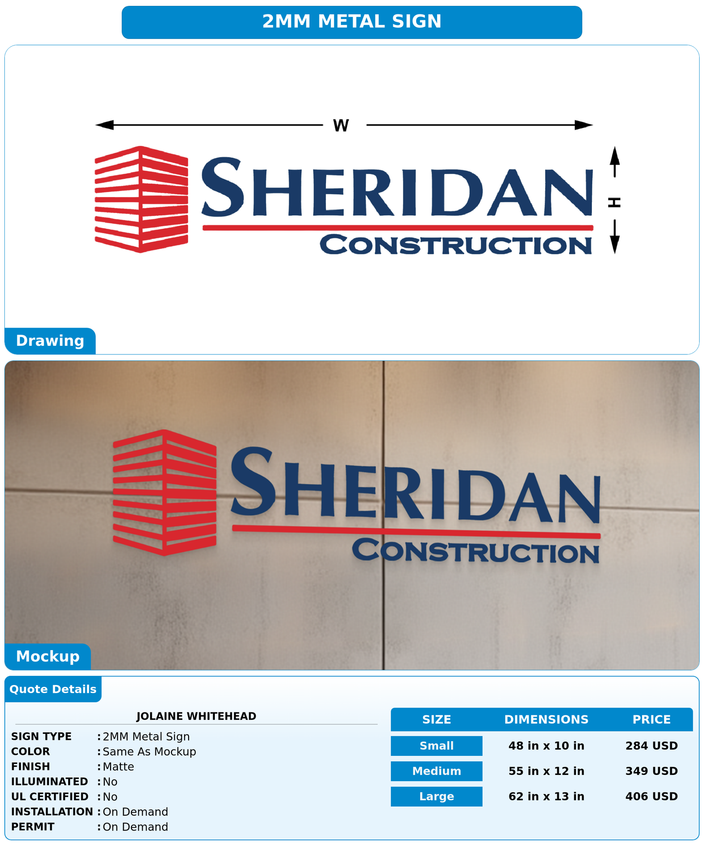 CUSTOM MOCKUP SIGN FOR Jolaine Whitehead