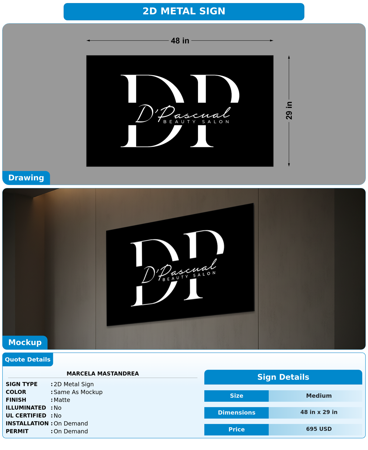CUSTOM MOCKUP SIGN FOR Marcela mastandrea