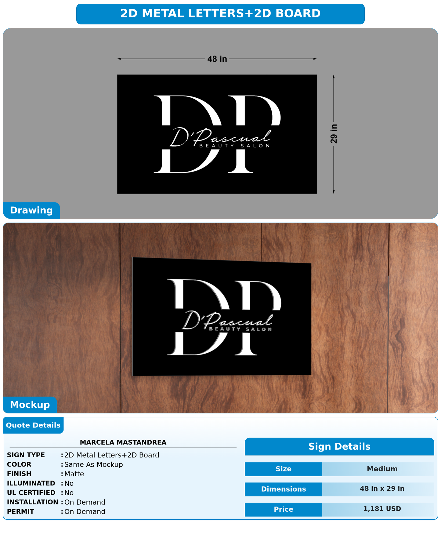 CUSTOM MOCKUP SIGN FOR Marcela mastandrea