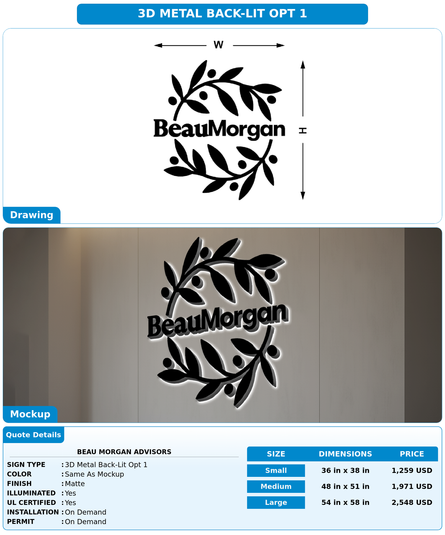 CUSTOM MOCKUP SIGN FOR Beau Morgan Advisors
