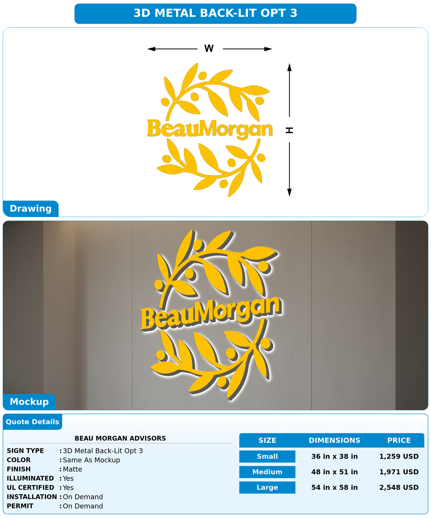 CUSTOM MOCKUP SIGN FOR Beau Morgan Advisors