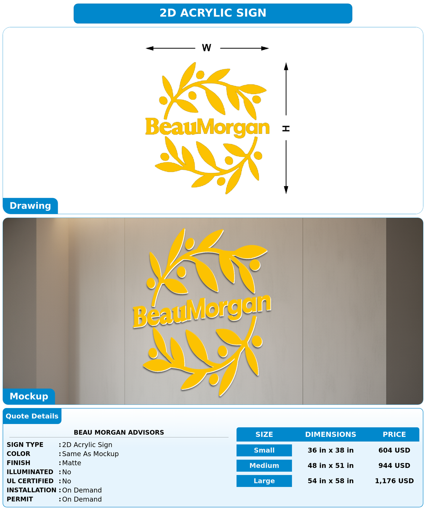 CUSTOM MOCKUP SIGN FOR Beau Morgan Advisors