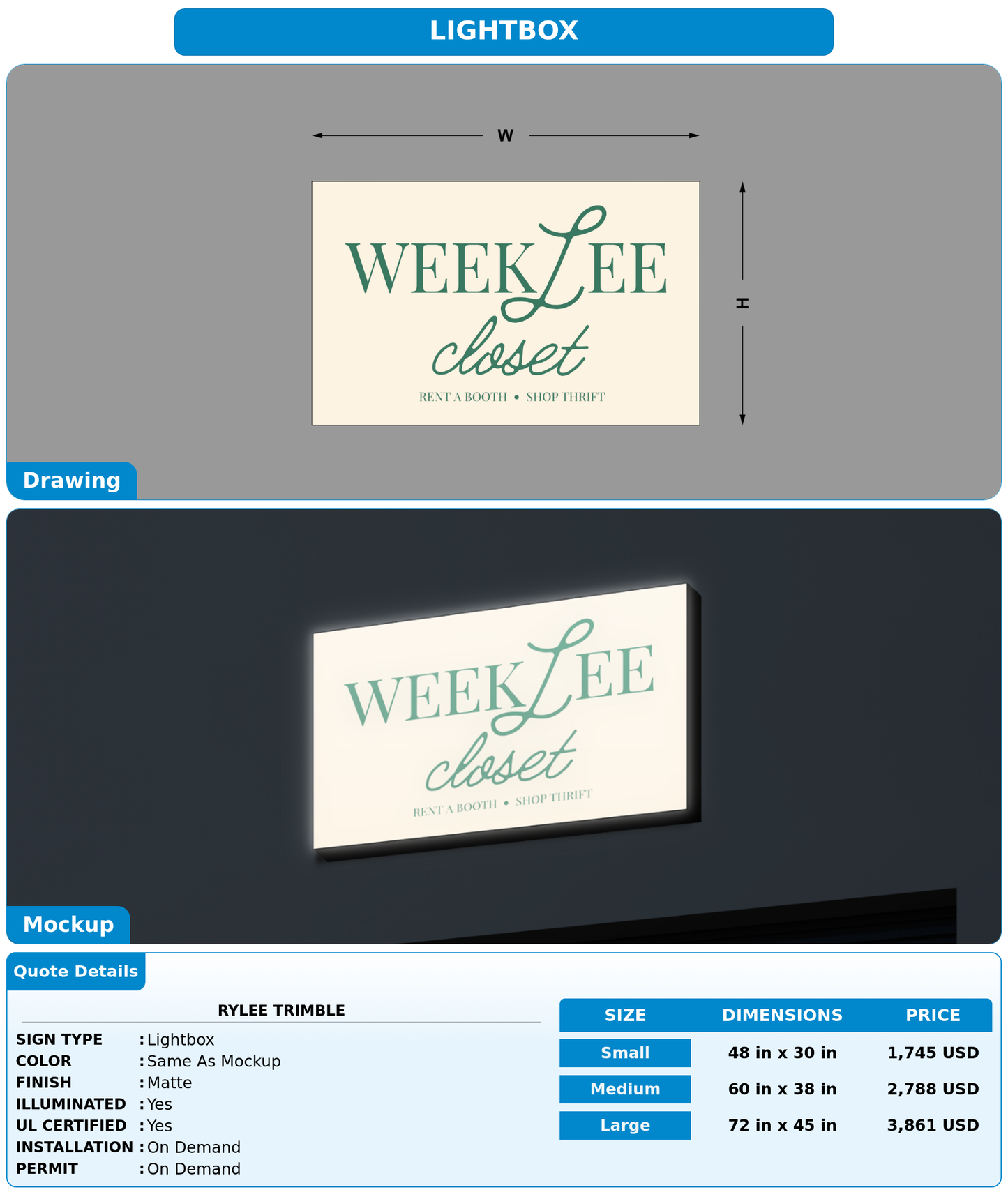 CUSTOM MOCKUP SIGN FOR Rylee Trimble