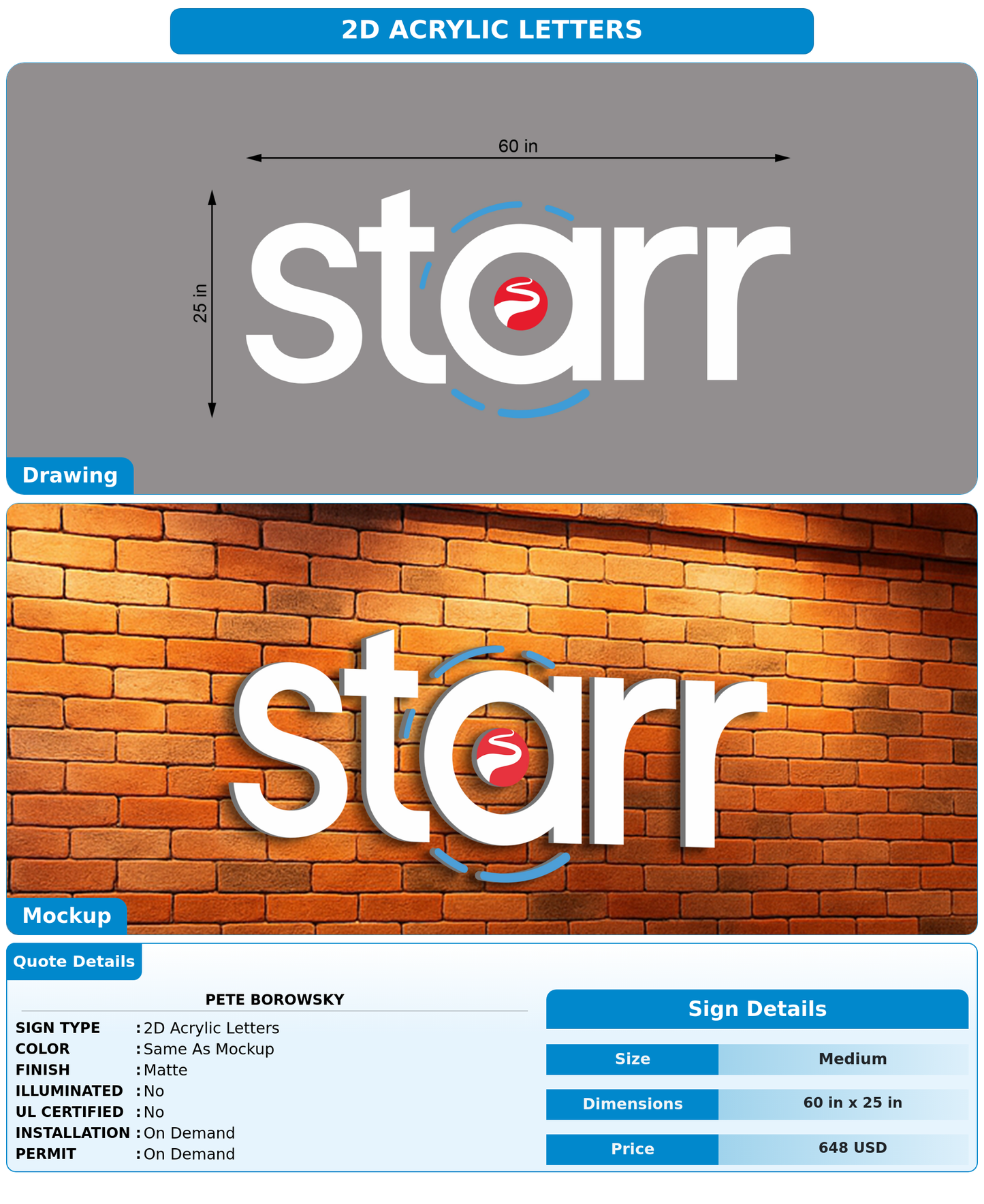 CUSTOM MOCKUP SIGN FOR Pete Borowsky