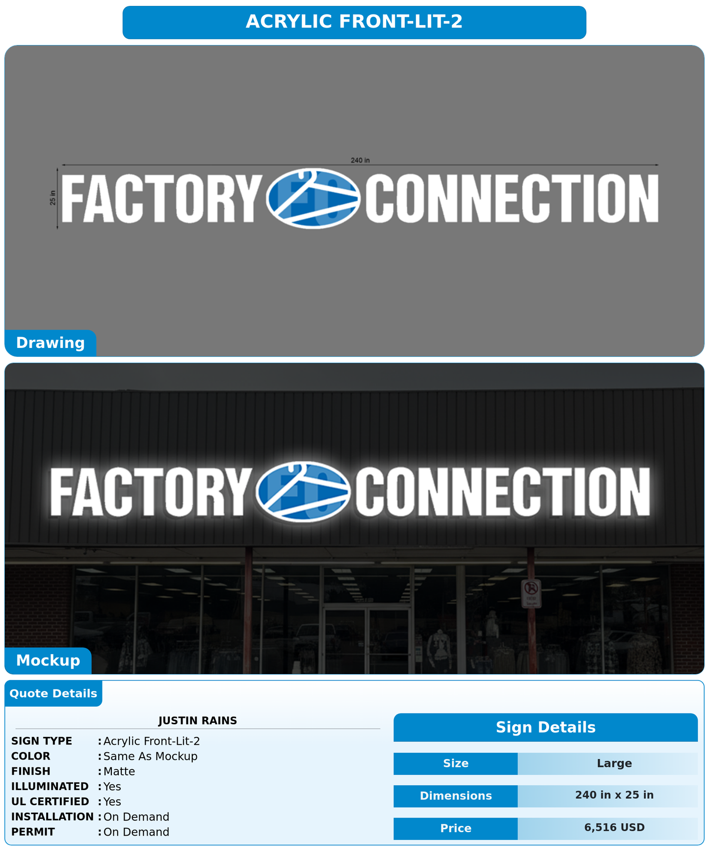 CUSTOM MOCKUP SIGN FOR Justin Rains