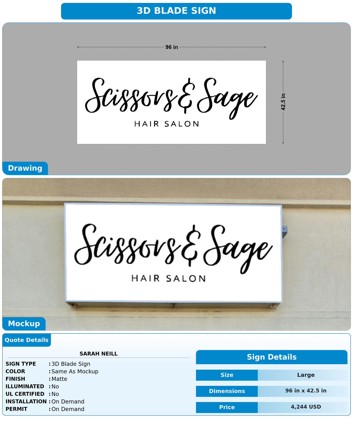 CUSTOM MOCKUP SIGN FOR Sarah Neill