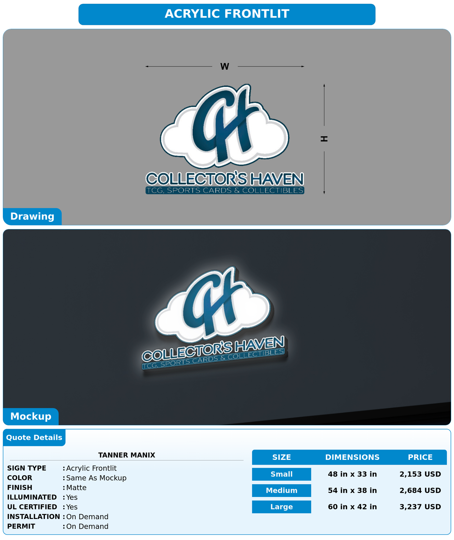 CUSTOM MOCKUP SIGN FOR Tanner Manix