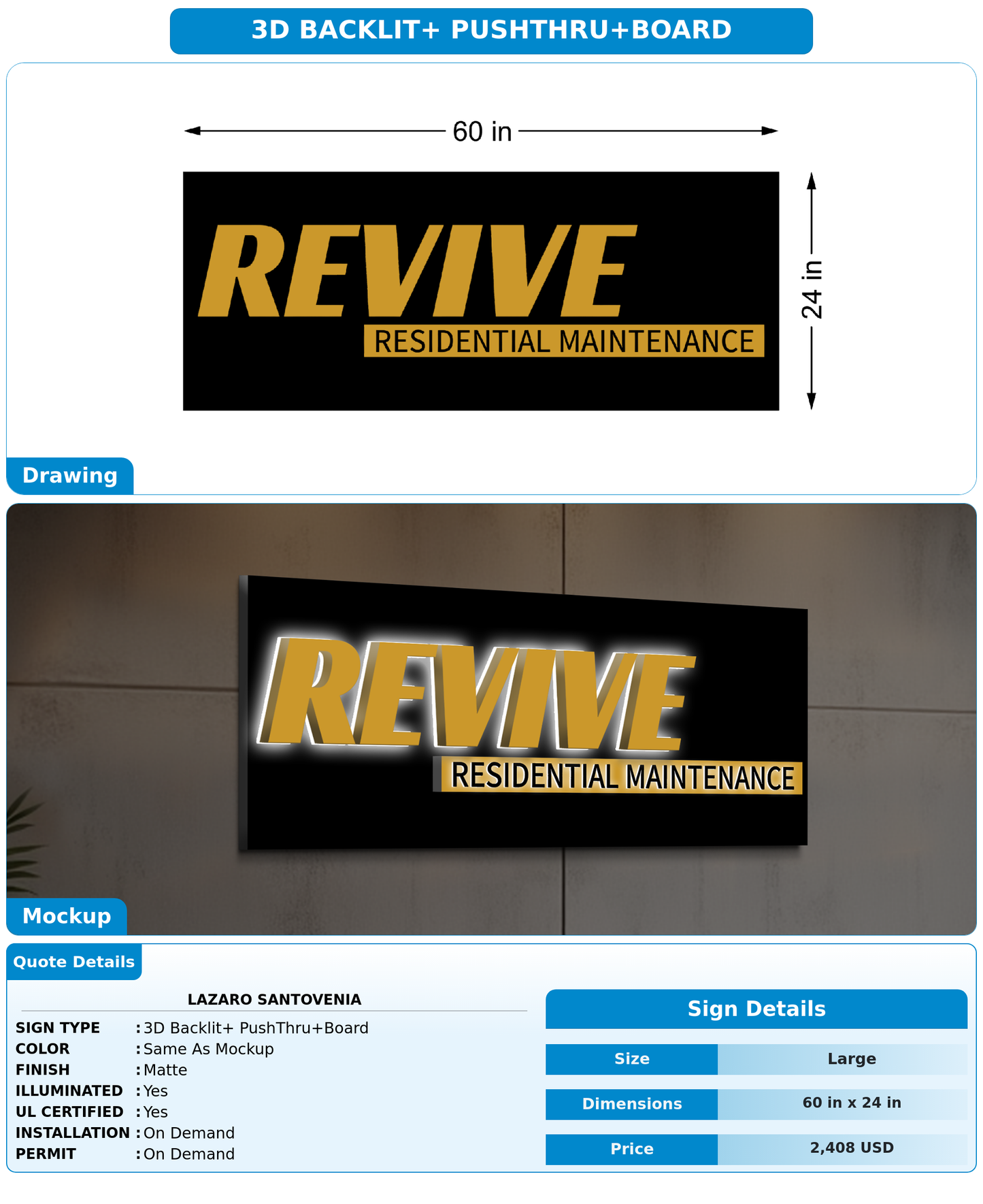 CUSTOM MOCKUP SIGN FOR lazaro santovenia