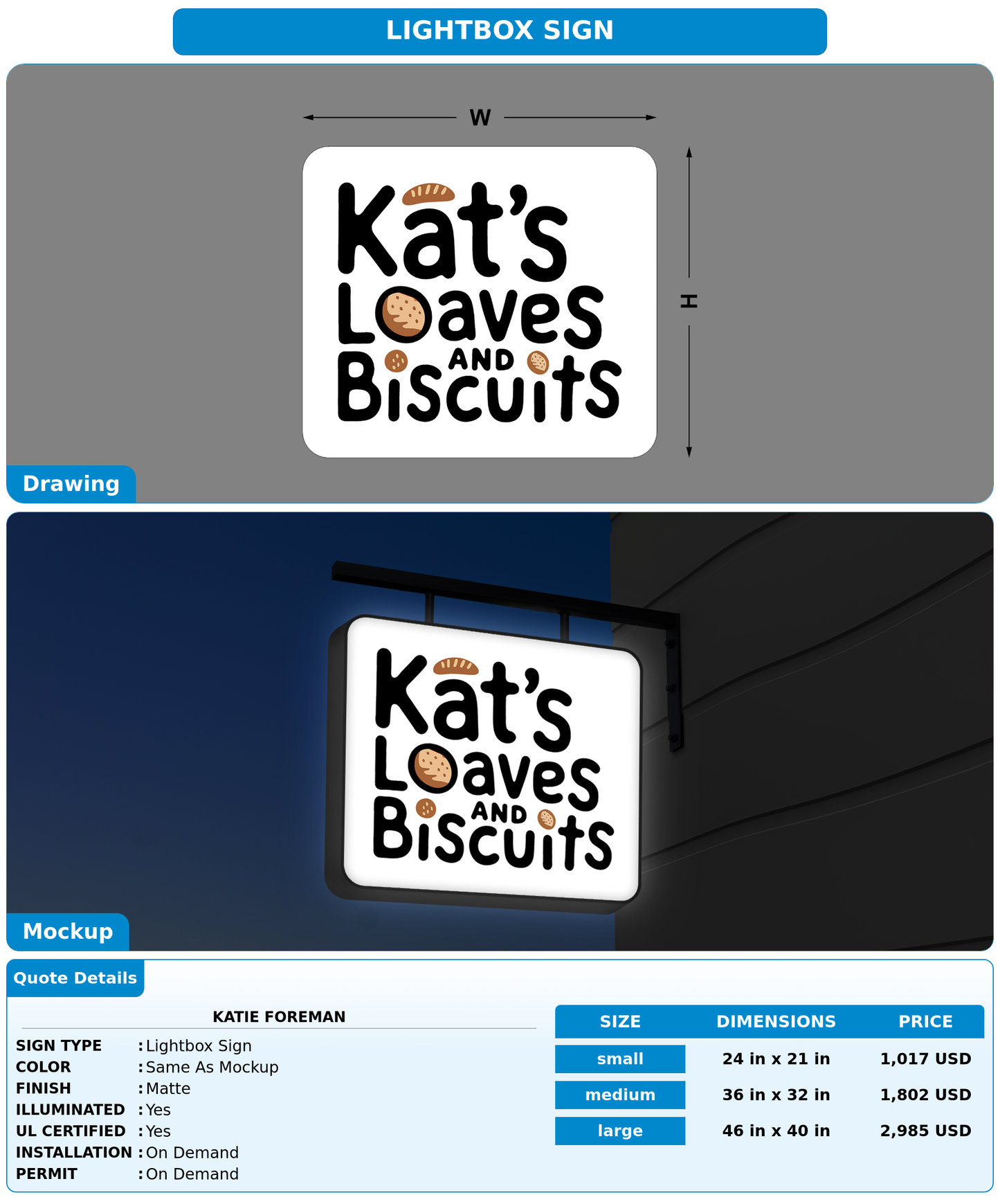 CUSTOM MOCKUP SIGN FOR Katie Foreman