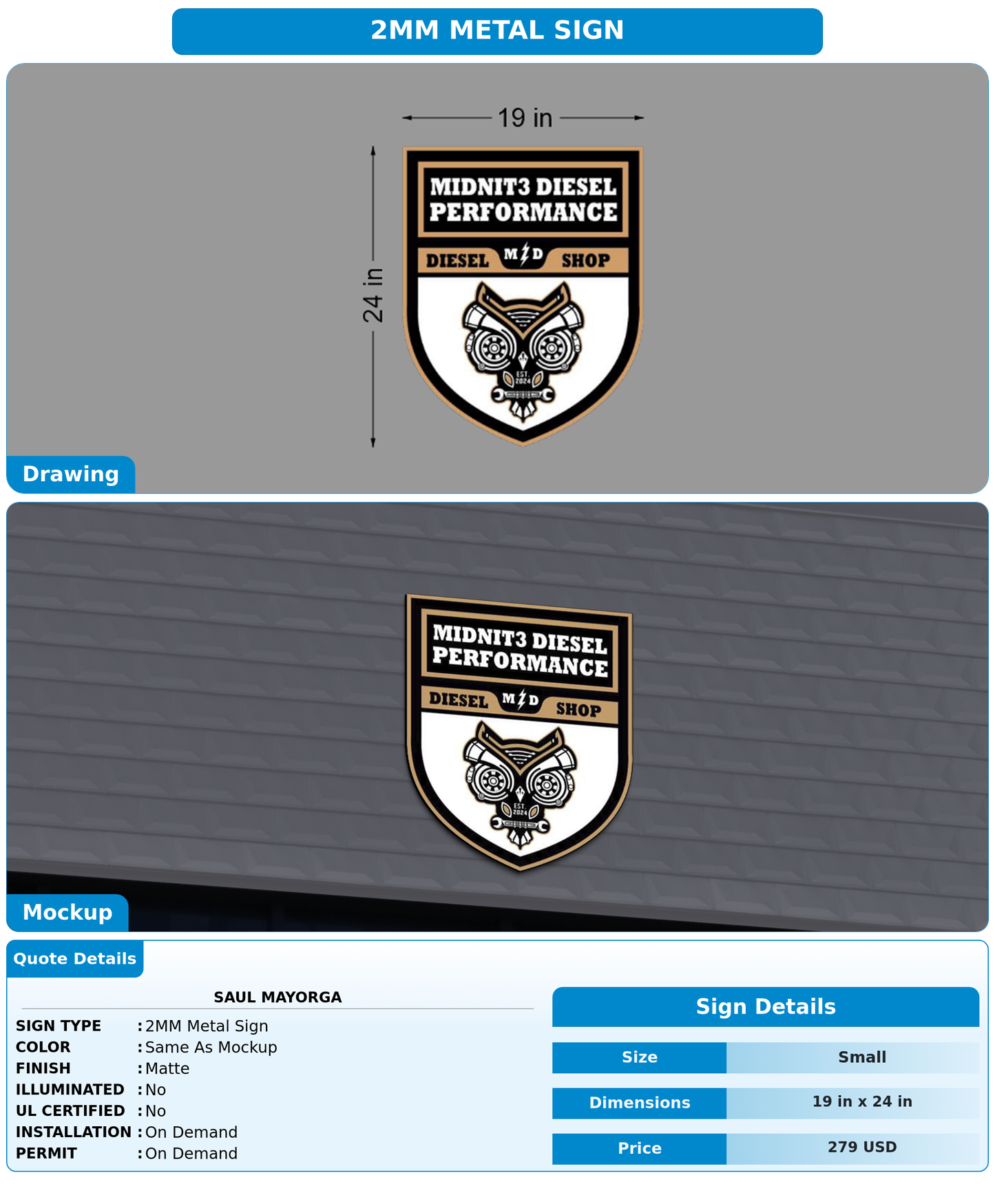 CUSTOM MOCKUP SIGN FOR Saul mayorga