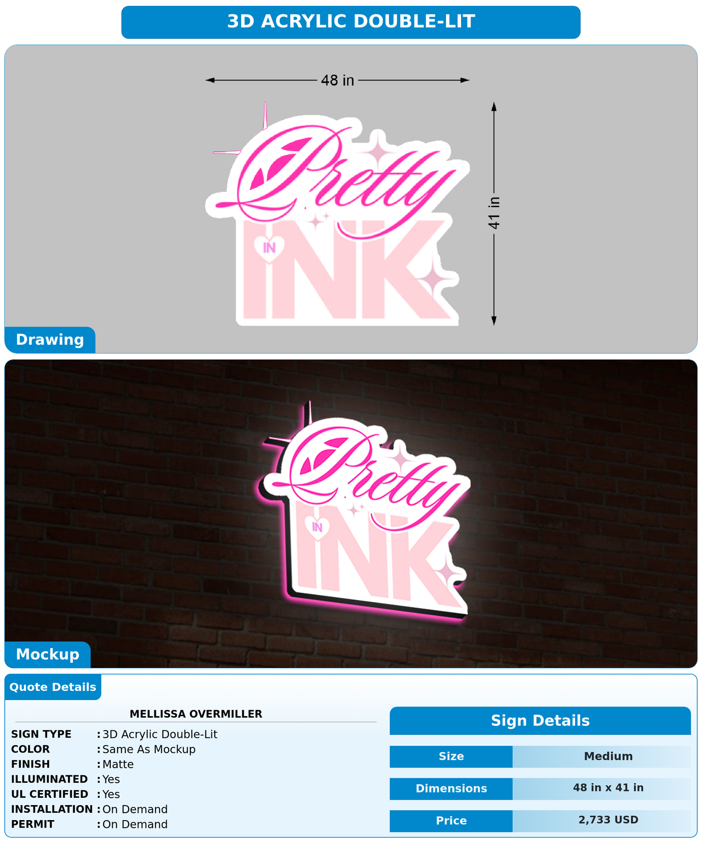 CUSTOM MOCKUP SIGN FOR Mellissa Overmiller