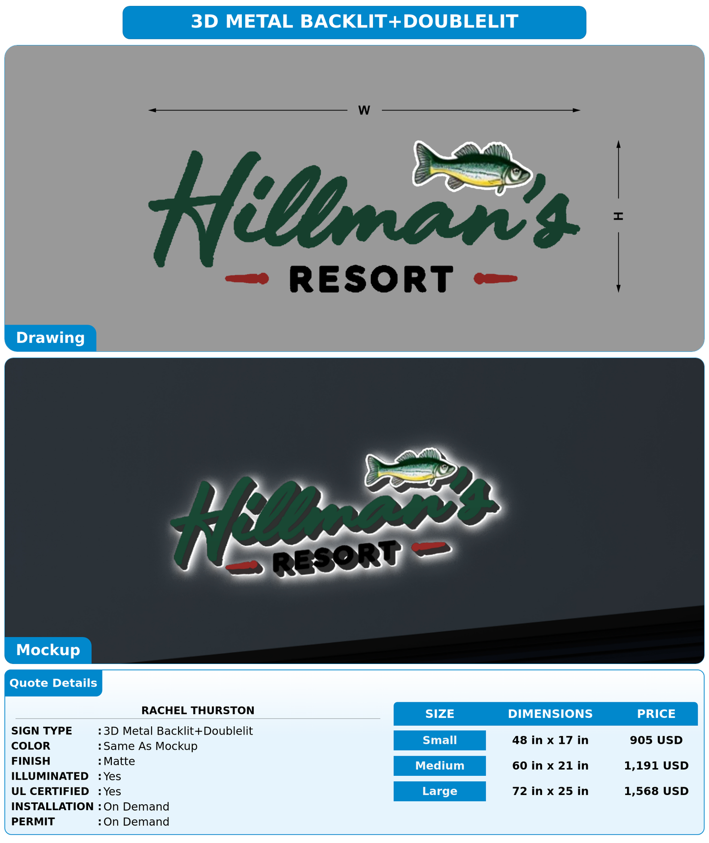 CUSTOM MOCKUP SIGN FOR Rachel Thurston