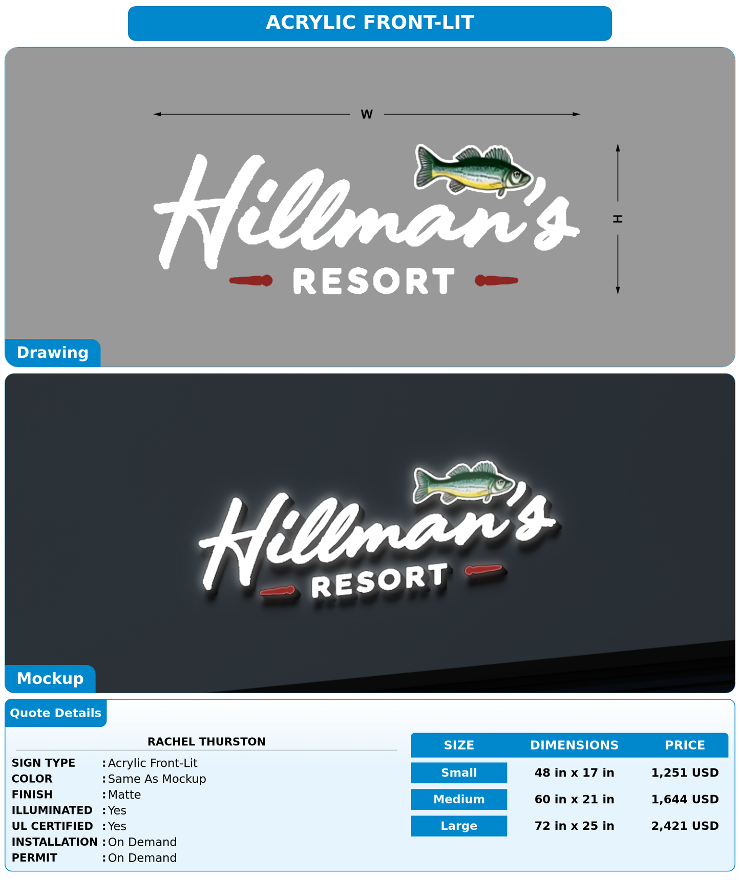 CUSTOM MOCKUP SIGN FOR Rachel Thurston
