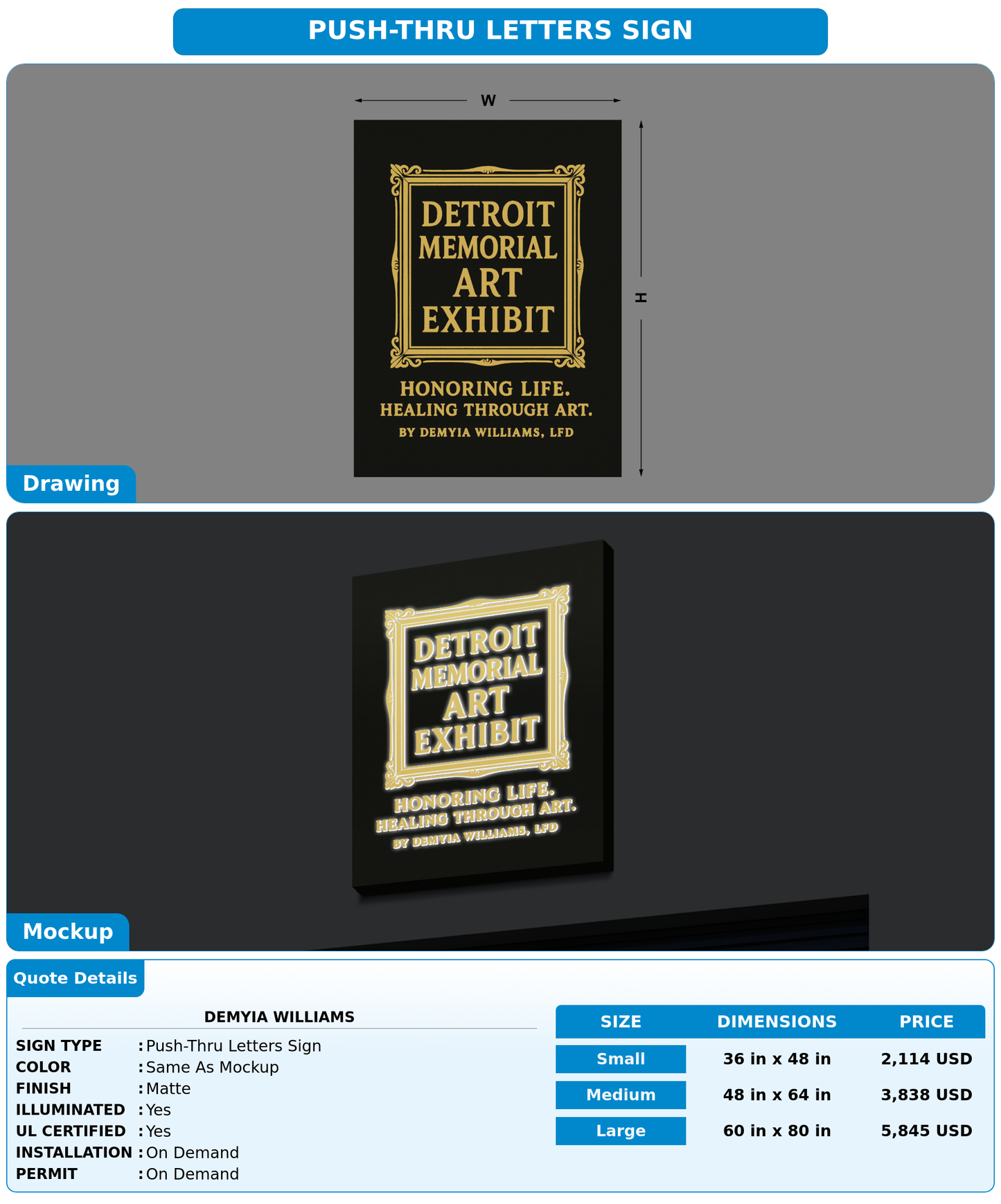 CUSTOM MOCKUP SIGN FOR Demyia Williams