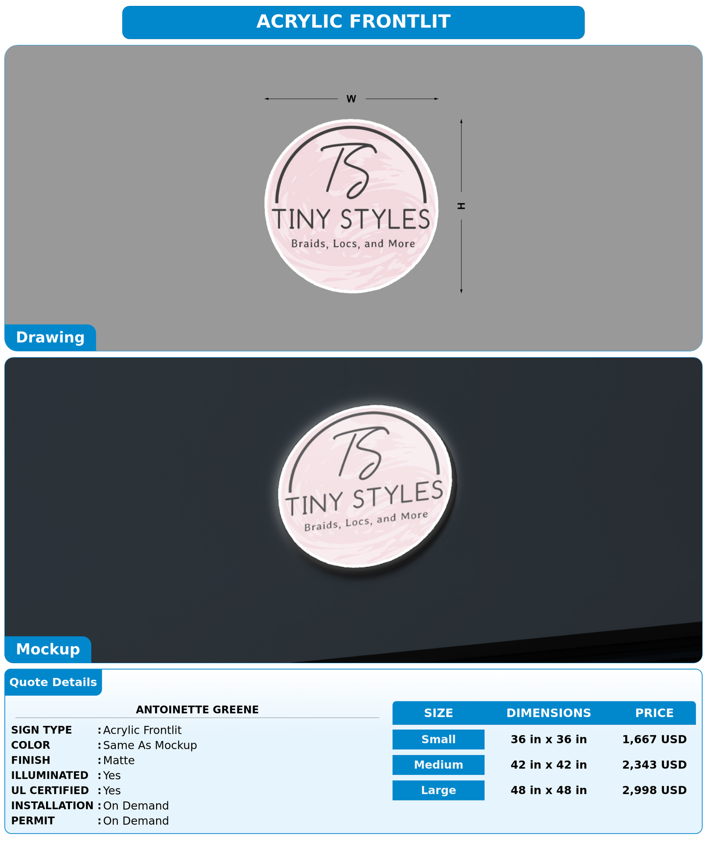 CUSTOM MOCKUP SIGN FOR Antoinette Greene