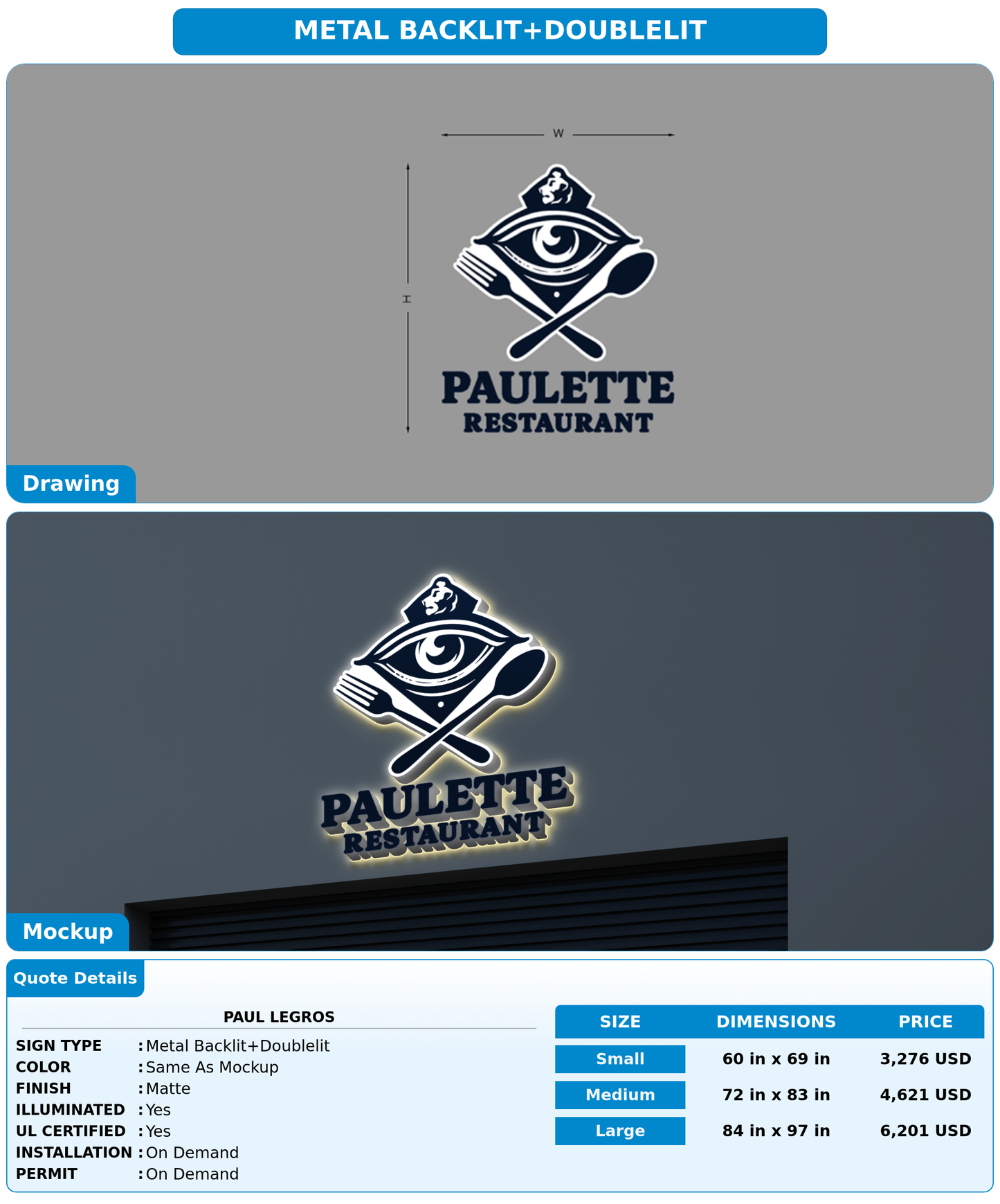 CUSTOM MOCKUP SIGN FOR Paul Legros