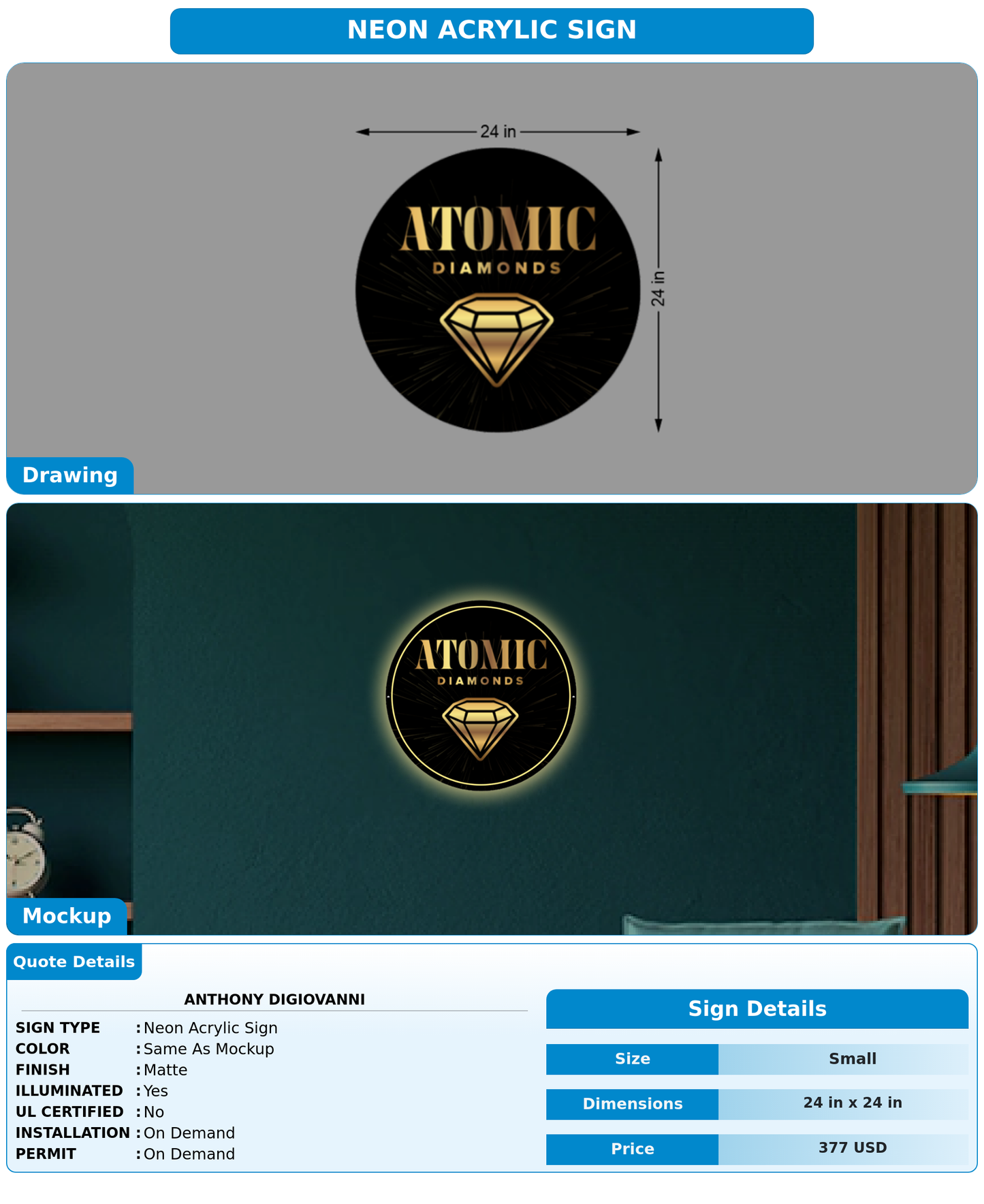 CUSTOM MOCKUP SIGN FOR Anthony DiGiovanni