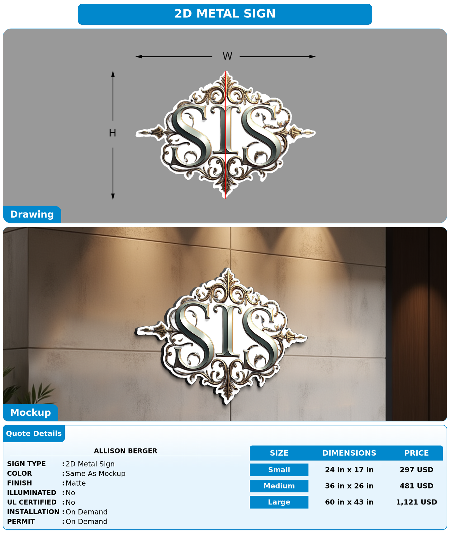 CUSTOM MOCKUP SIGN FOR Allison Berger