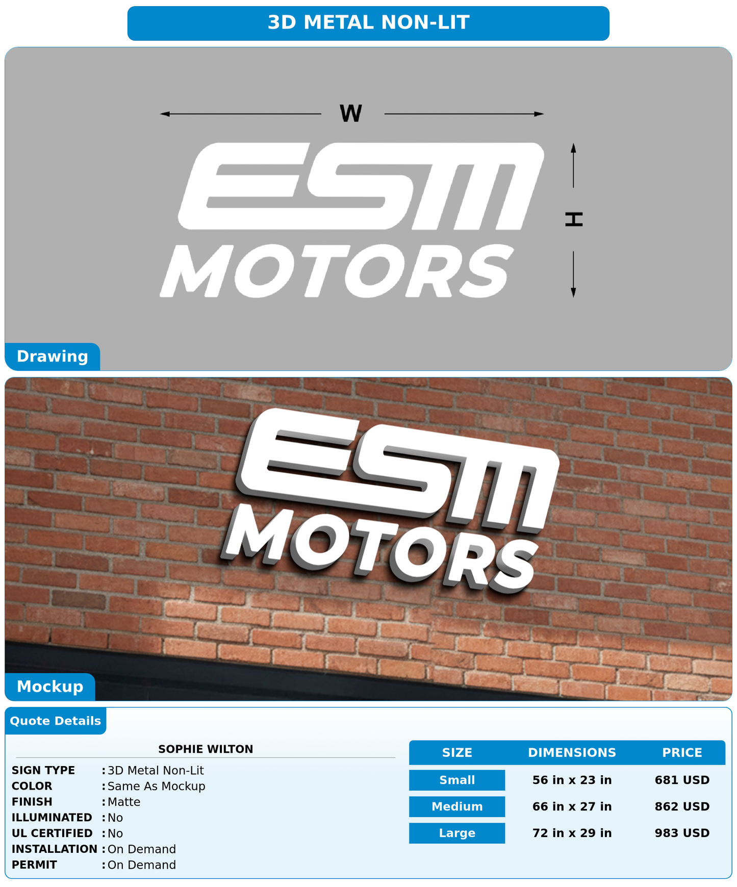CUSTOM MOCKUP SIGN FOR Sophie Wilton
