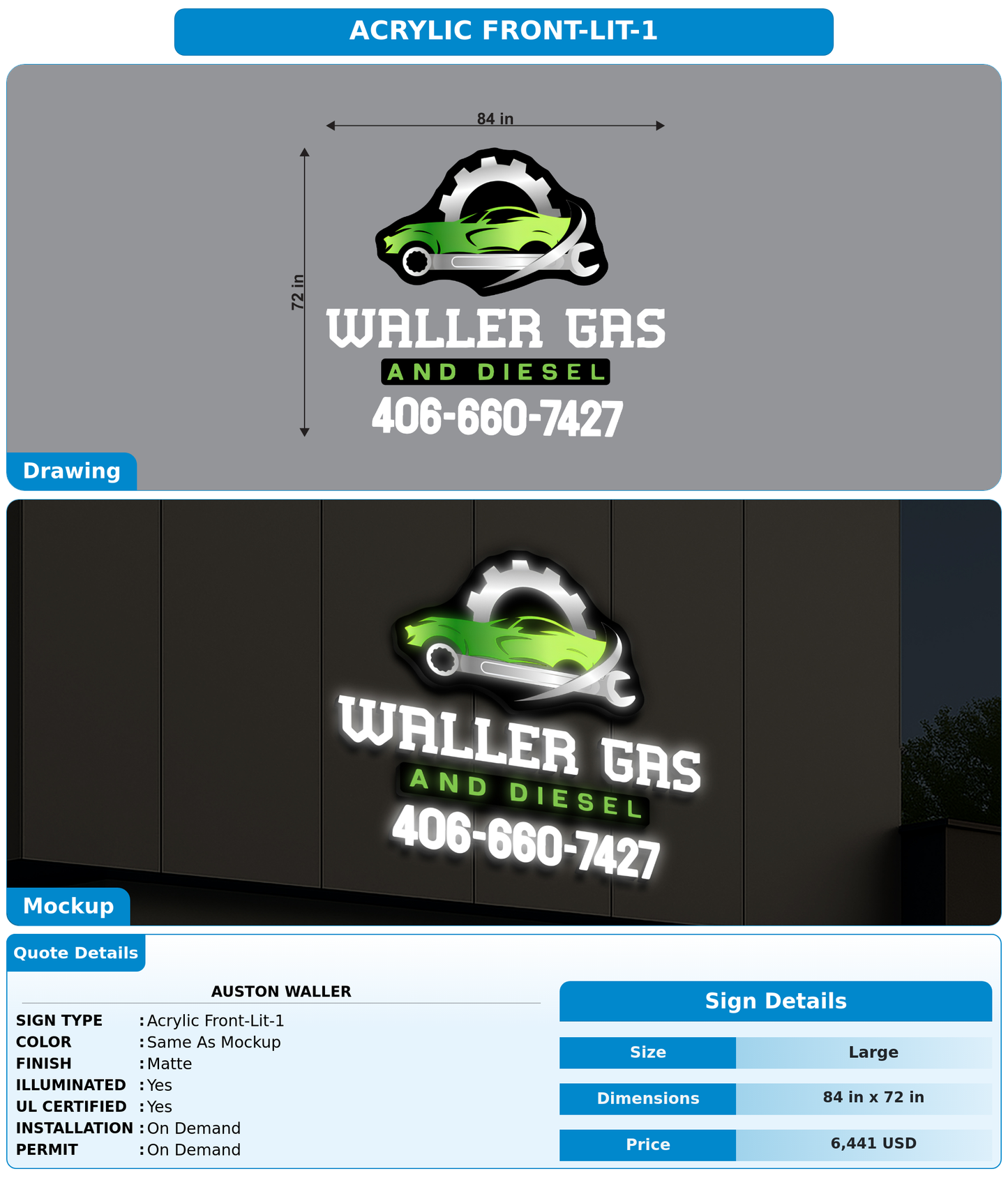 CUSTOM MOCKUP SIGN FOR Auston waller