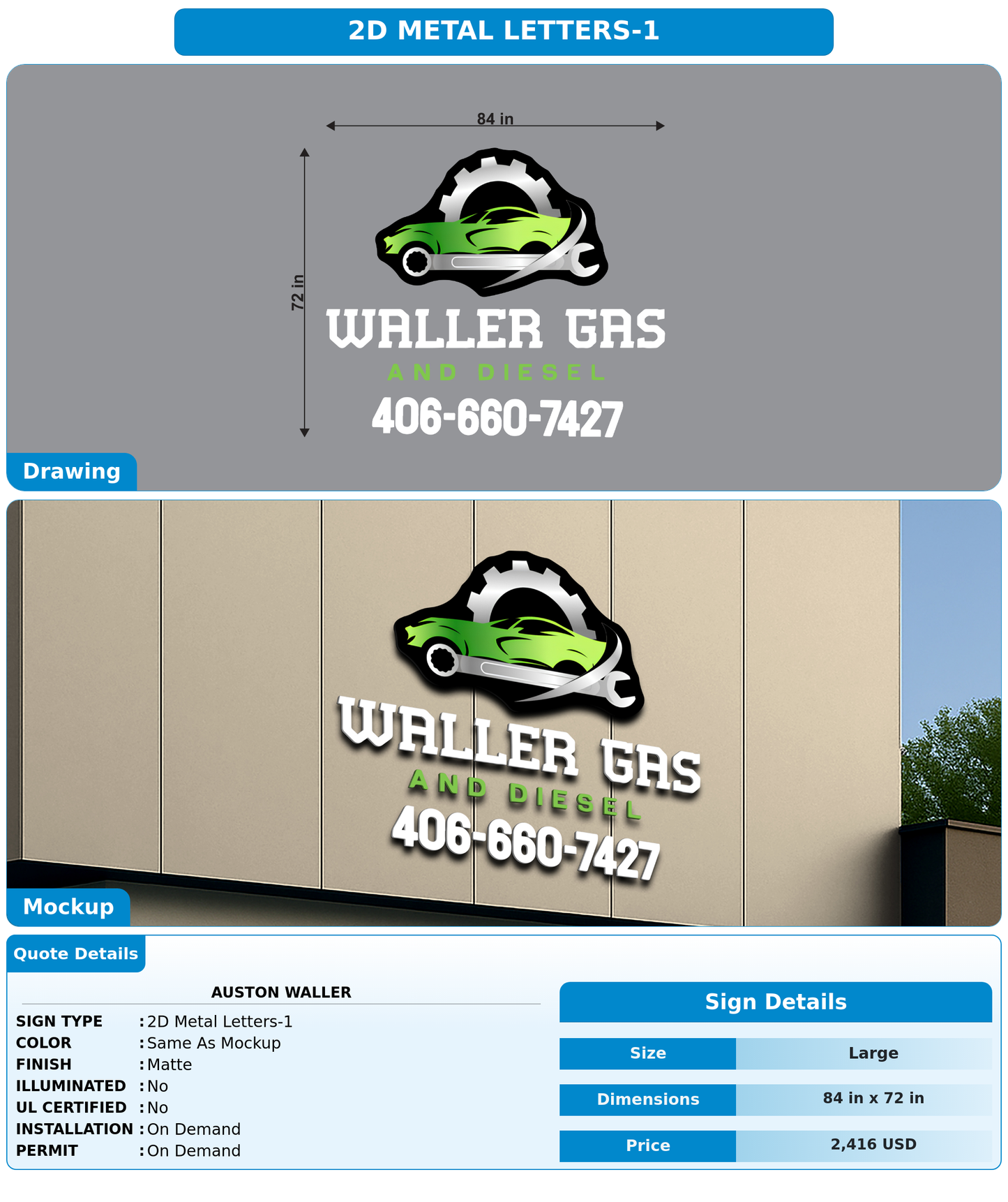 CUSTOM MOCKUP SIGN FOR Auston waller