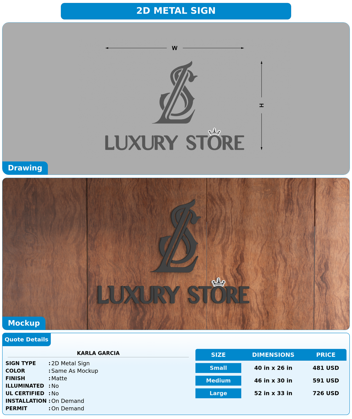 CUSTOM MOCKUP SIGN FOR Karla Garcia