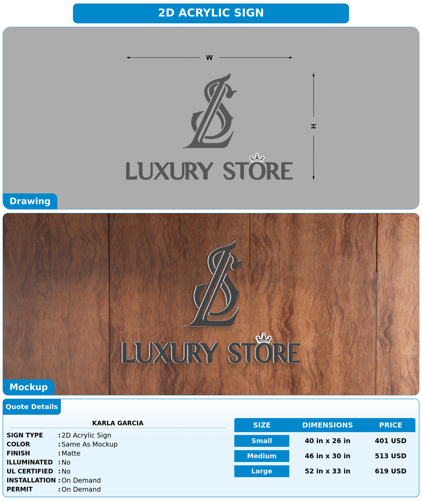 CUSTOM MOCKUP SIGN FOR Karla Garcia