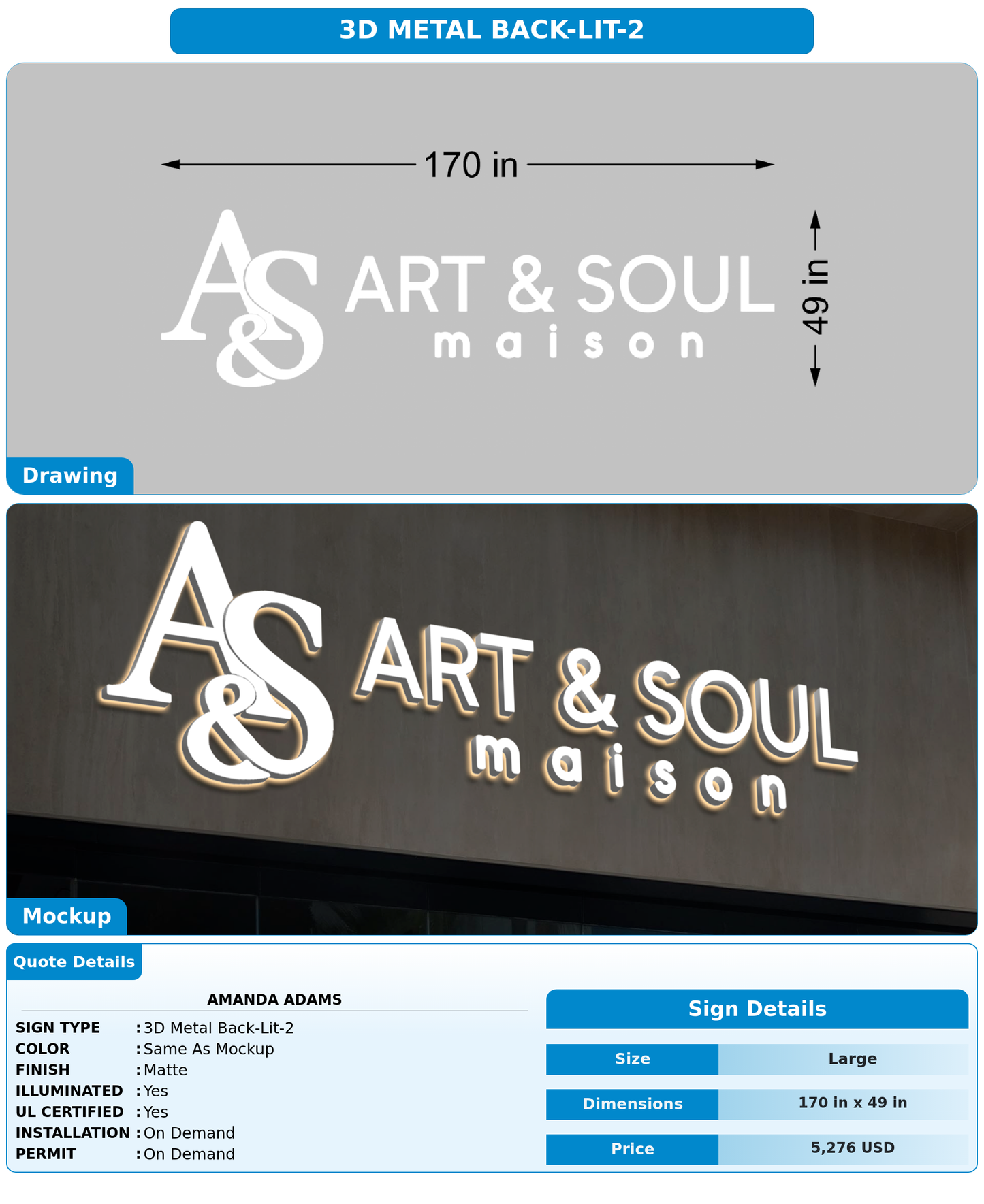 CUSTOM MOCKUP SIGN FOR Amanda Adams