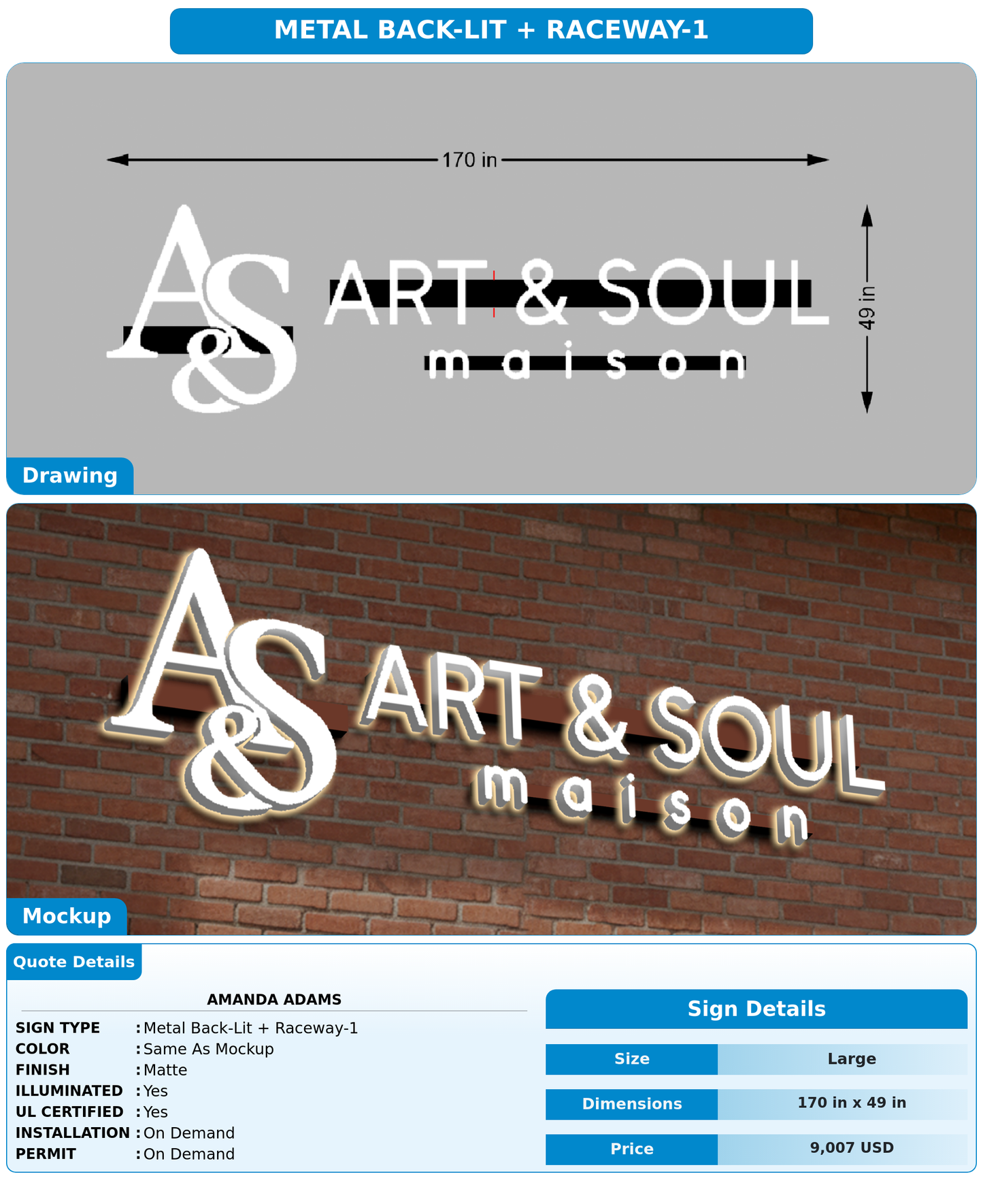CUSTOM MOCKUP SIGN FOR Amanda Adams